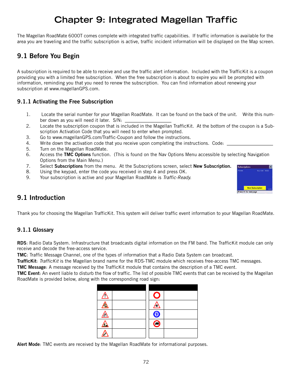 Chapter 9: integrated magellan traffic, 1 before you begin, 1 introduction | Magellan RoadMate 6000T User Manual | Page 82 / 121
