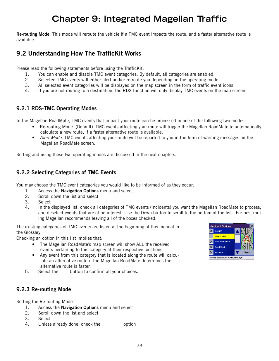 Chapter 9: integrated magellan traffic, 2 understanding how the traffickit works | Magellan RoadMate 6000T User Manual | Page 83 / 121