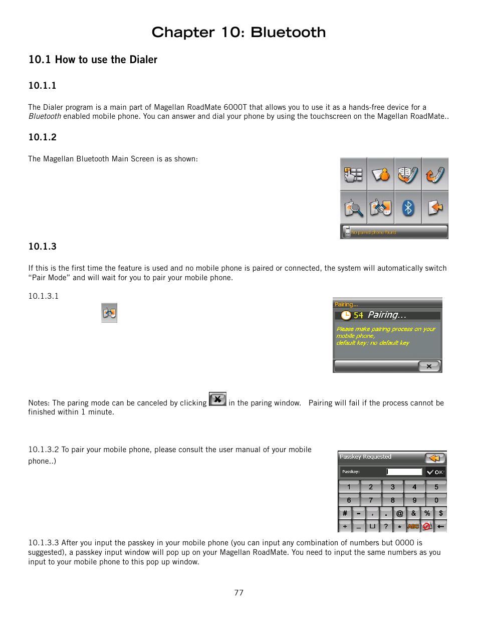 Chapter 10: bluetooth, 1 how to use the dialer | Magellan RoadMate 6000T User Manual | Page 87 / 121