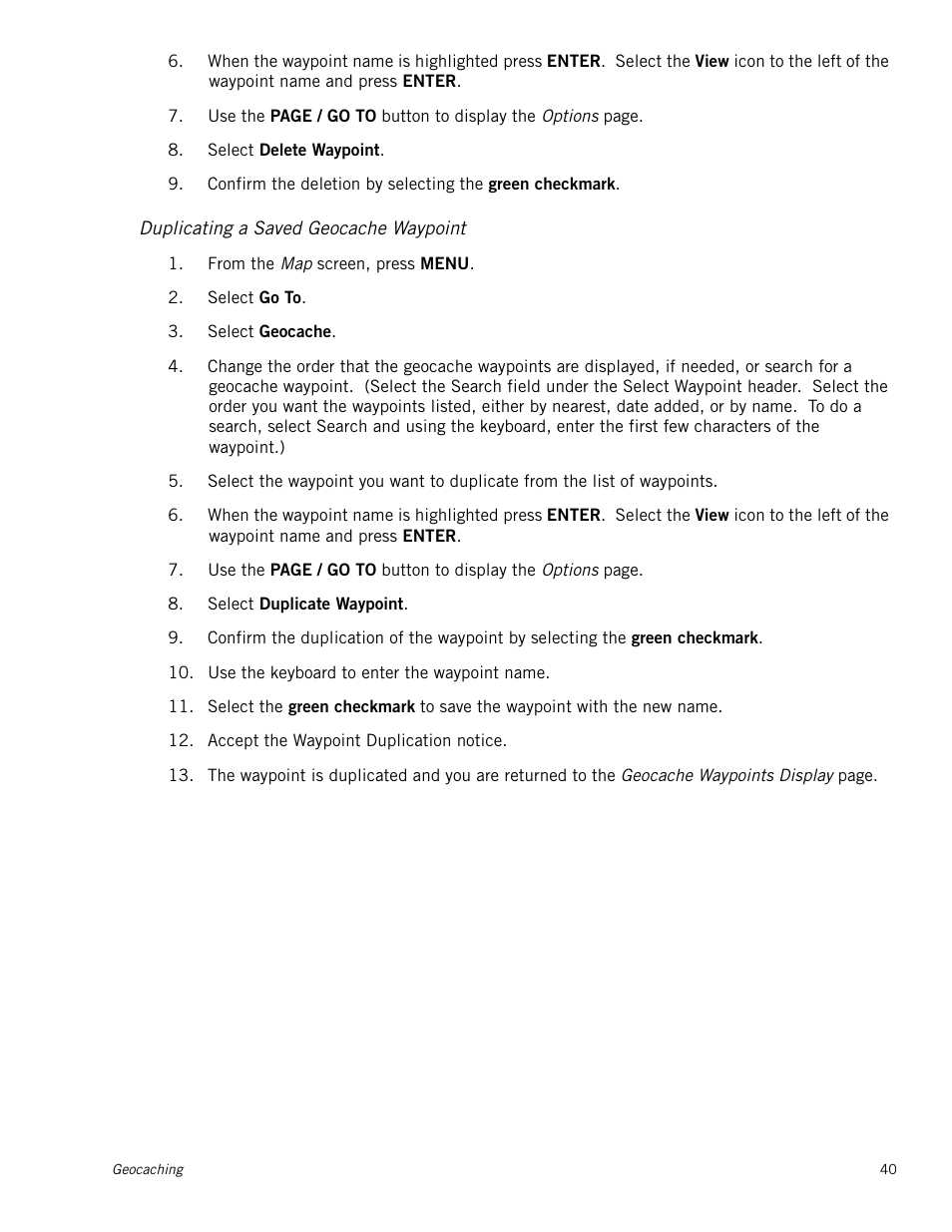 Duplicating a saved geocache waypoint | Magellan Triton 2000 User Manual | Page 48 / 67