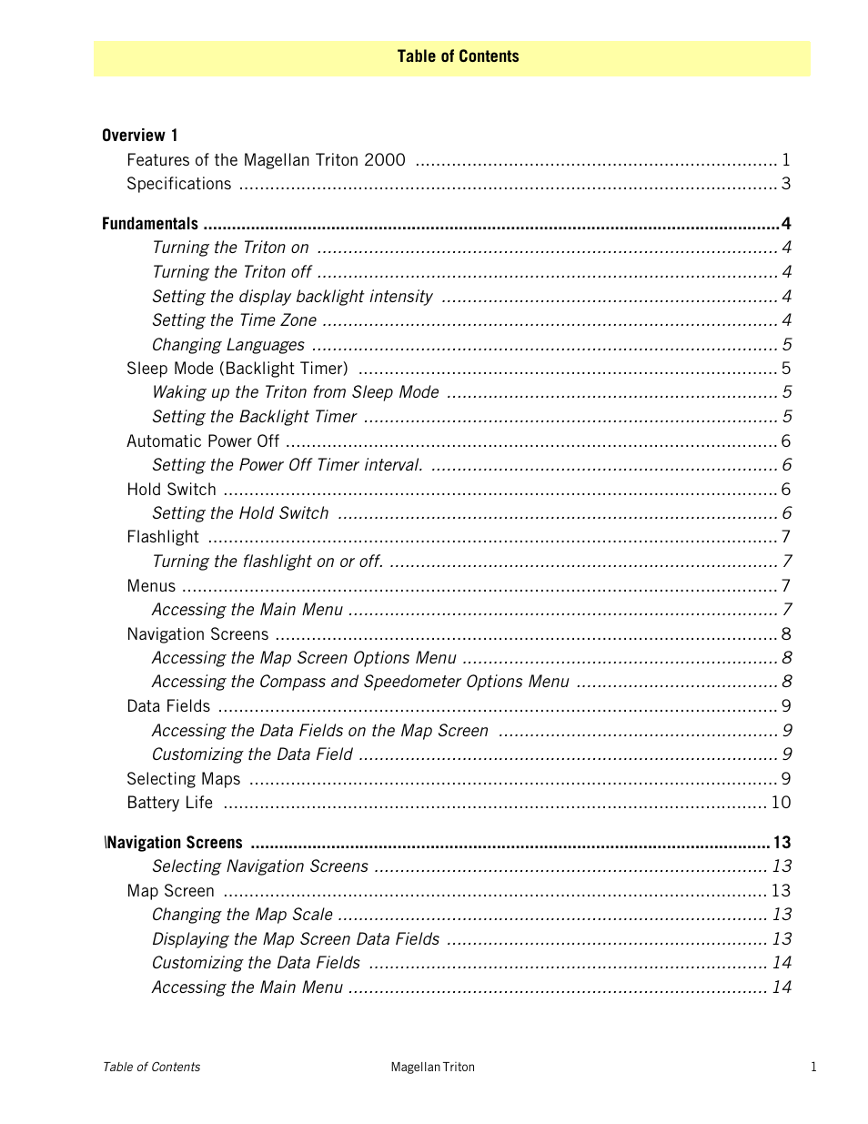 Magellan Triton 2000 User Manual | Page 5 / 67