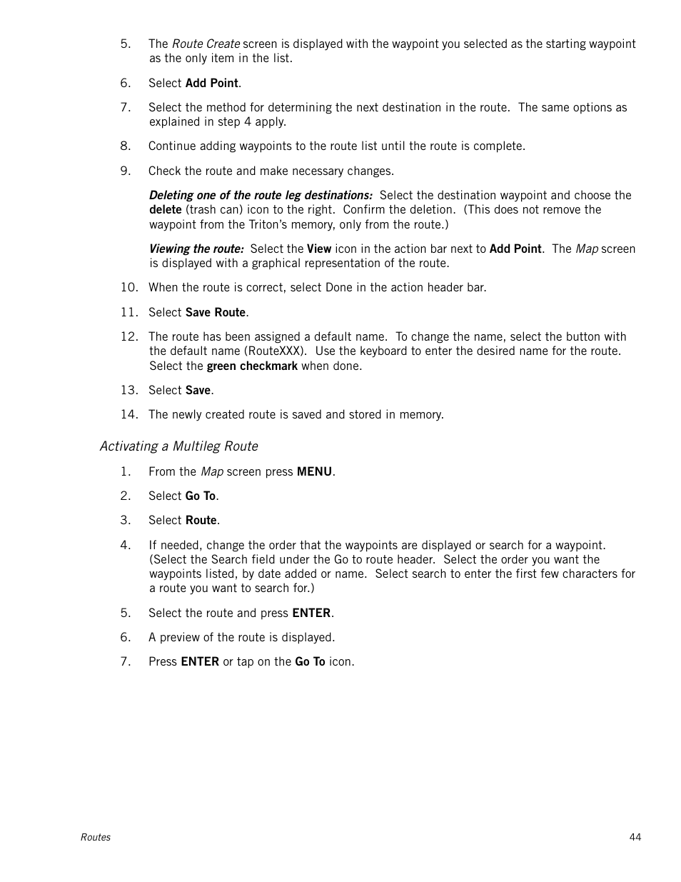 Activating a multileg route | Magellan Triton 2000 User Manual | Page 52 / 67