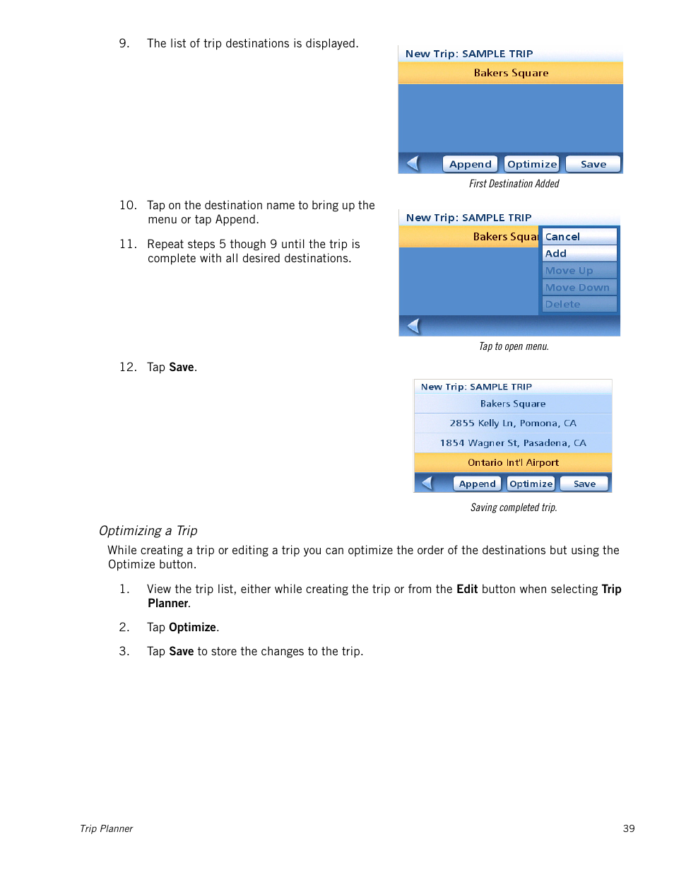 Optimizing a trip | Magellan RoadMate 1212 User Manual | Page 47 / 60