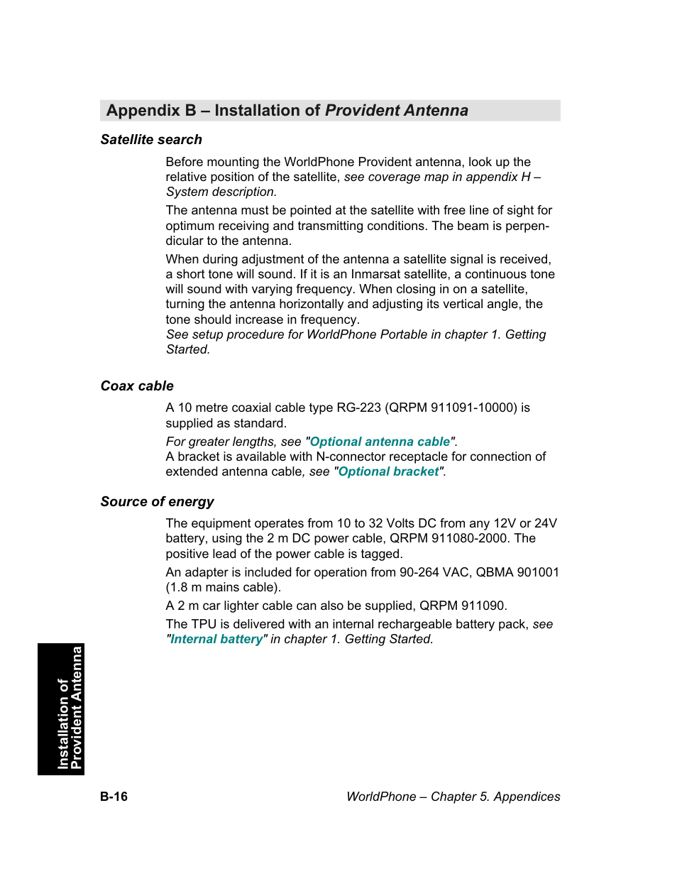 Appendix b – installation of provident antenna | Magellan GLOBAL SATELLITE TELEPHONE User Manual | Page 118 / 164