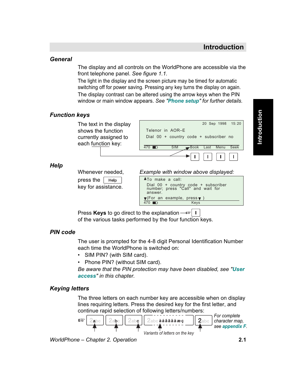 Introduction, Chapter 2. operation introduction | Magellan GLOBAL SATELLITE TELEPHONE User Manual | Page 25 / 164