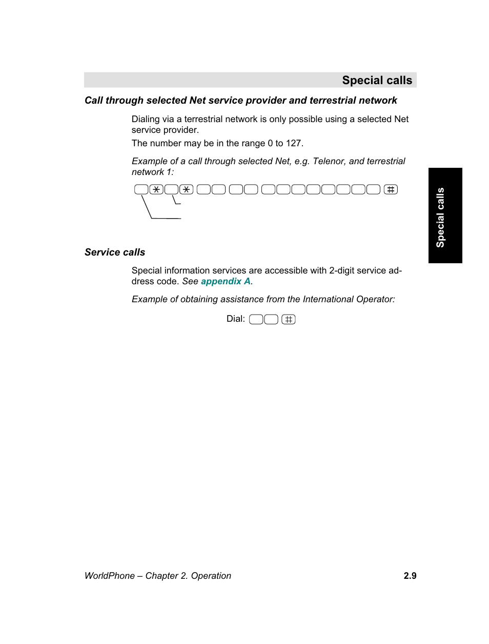 Special calls | Magellan GLOBAL SATELLITE TELEPHONE User Manual | Page 33 / 164