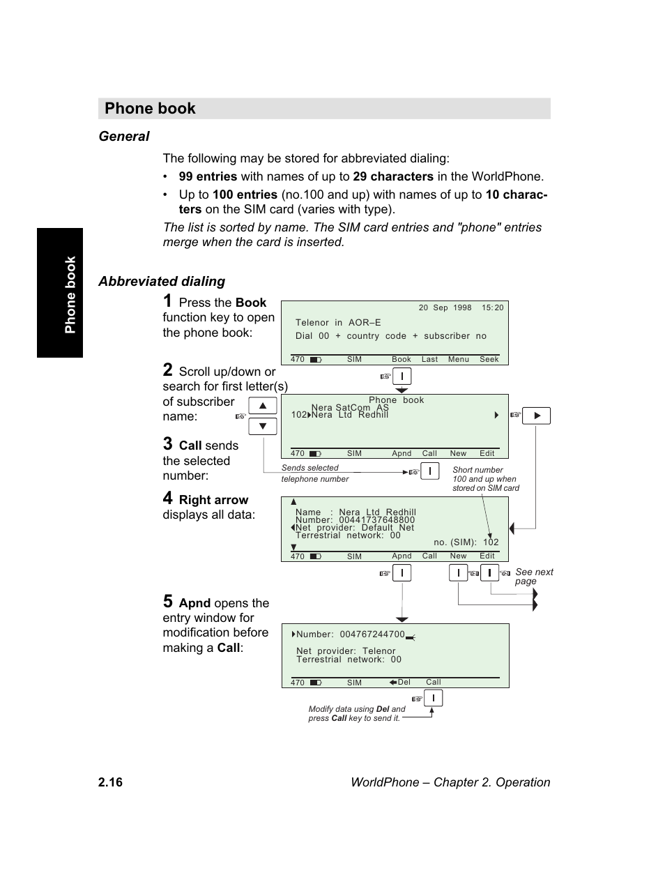 Phone book, Phonebook, Book | B o o k | Magellan GLOBAL SATELLITE TELEPHONE User Manual | Page 40 / 164