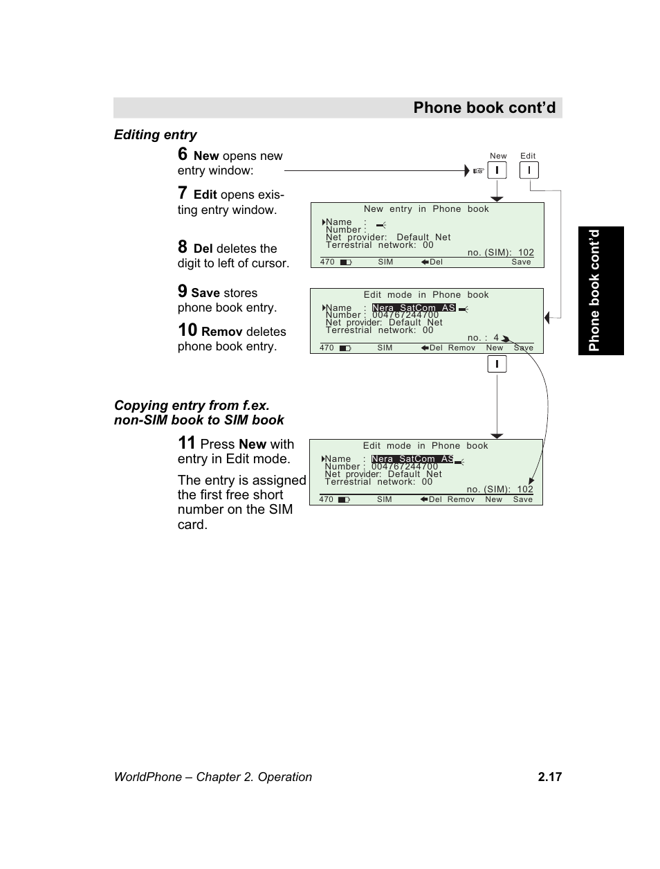 Phone book cont’d, B o o k | Magellan GLOBAL SATELLITE TELEPHONE User Manual | Page 41 / 164