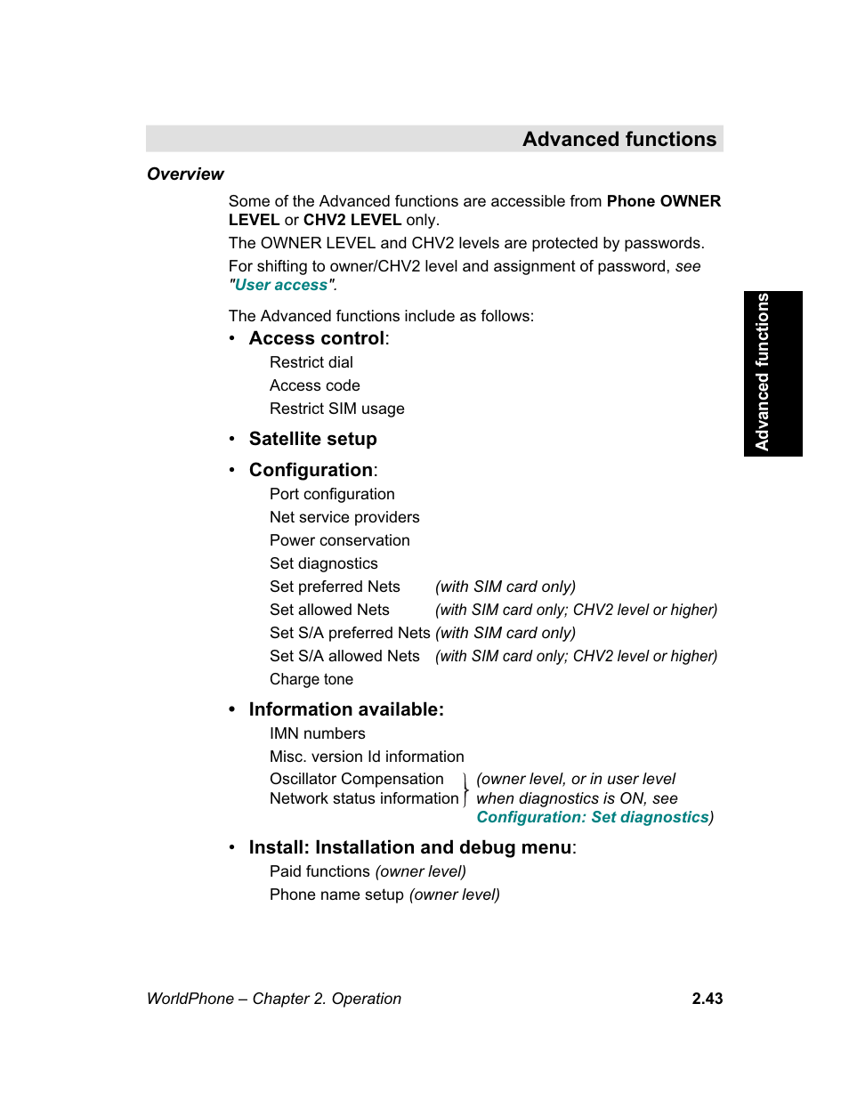 Advanced functions, M e n u | Magellan GLOBAL SATELLITE TELEPHONE User Manual | Page 67 / 164