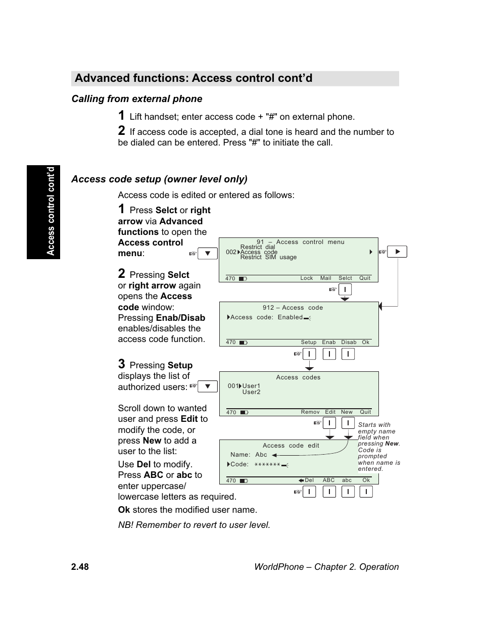 Access code setup, M e n u | Magellan GLOBAL SATELLITE TELEPHONE User Manual | Page 72 / 164