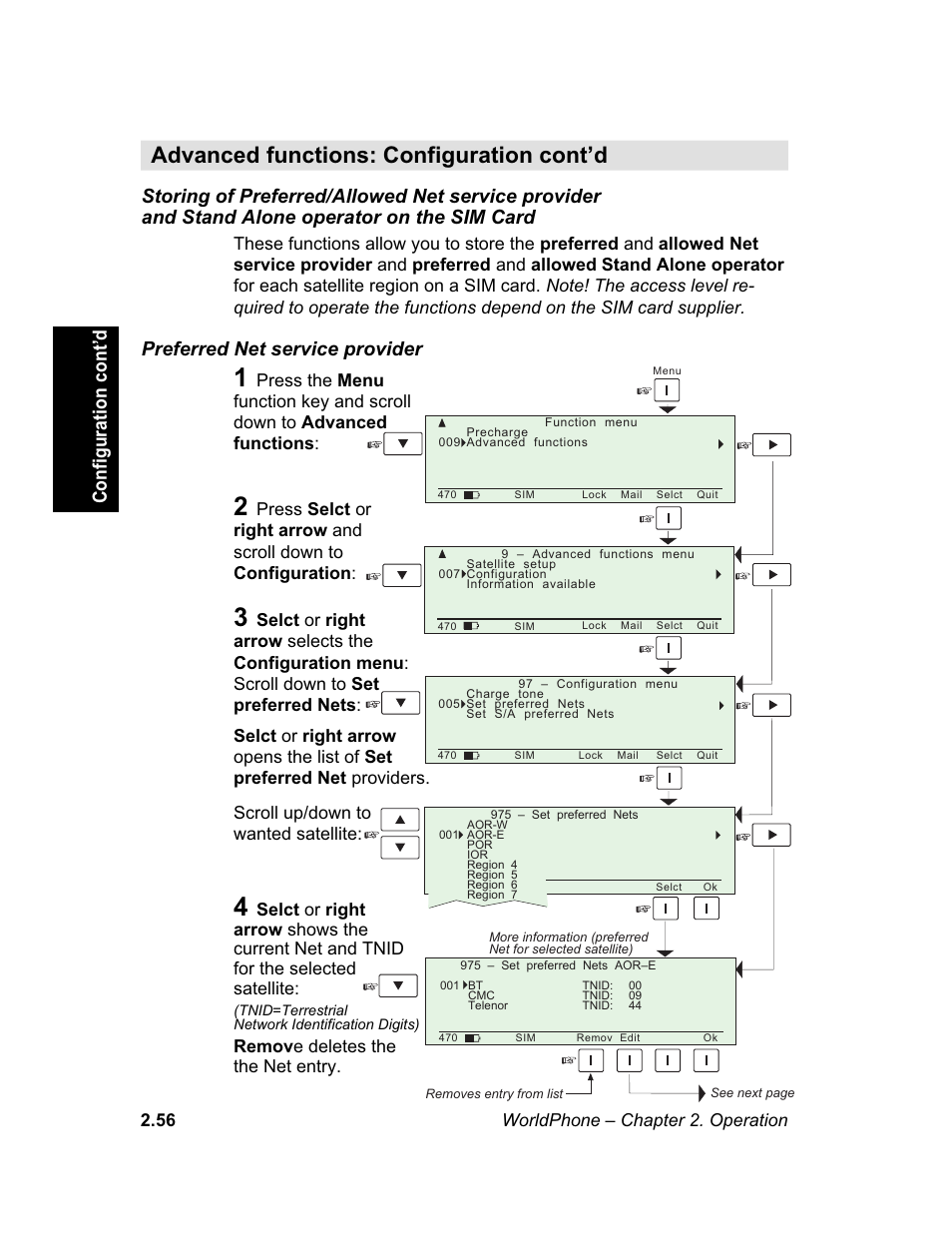 M e n u, Preferred net service provider | Magellan GLOBAL SATELLITE TELEPHONE User Manual | Page 80 / 164