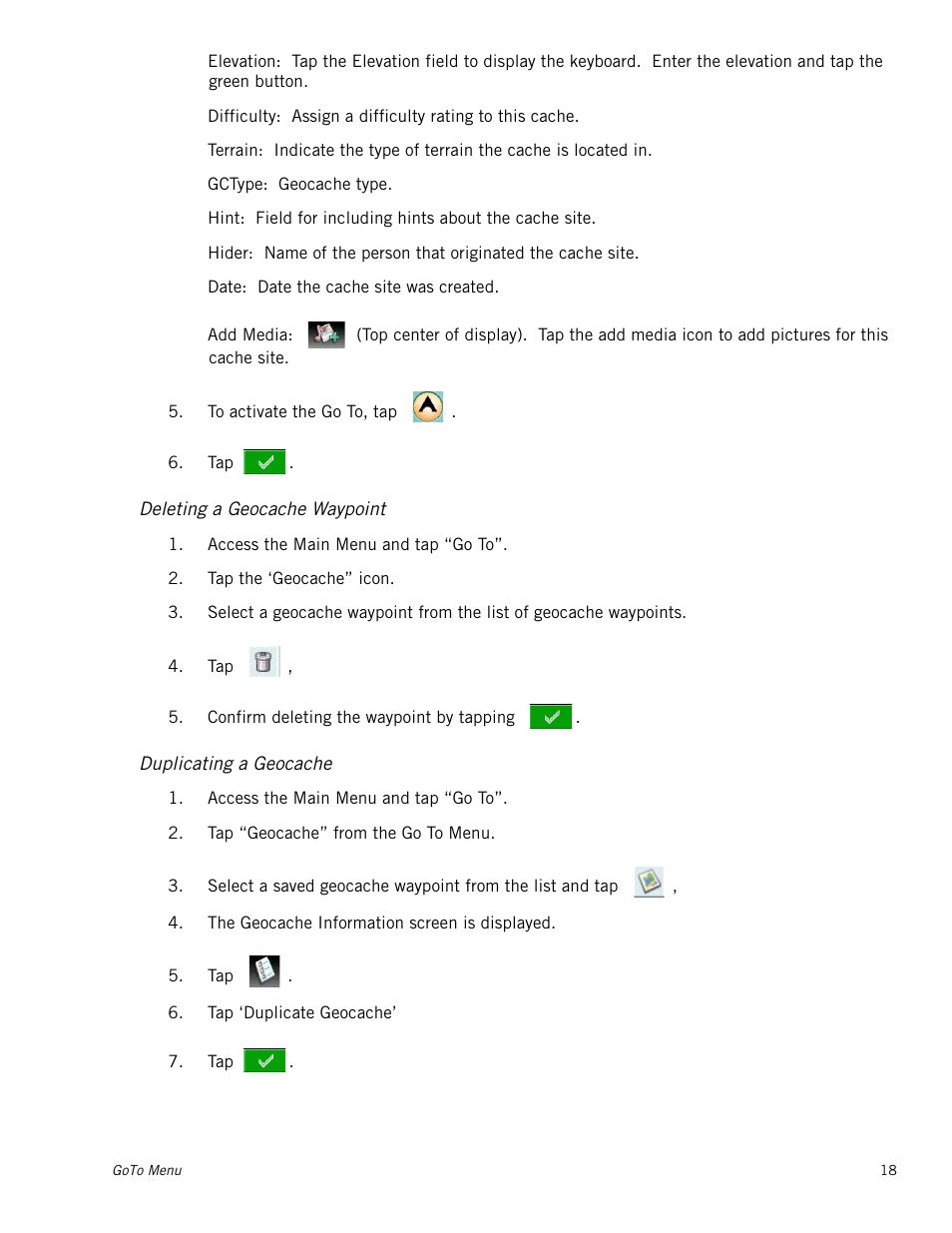 Deleting a geocache waypoint, Duplicating a geocache | Magellan RoadMate 2000 User Manual | Page 24 / 33