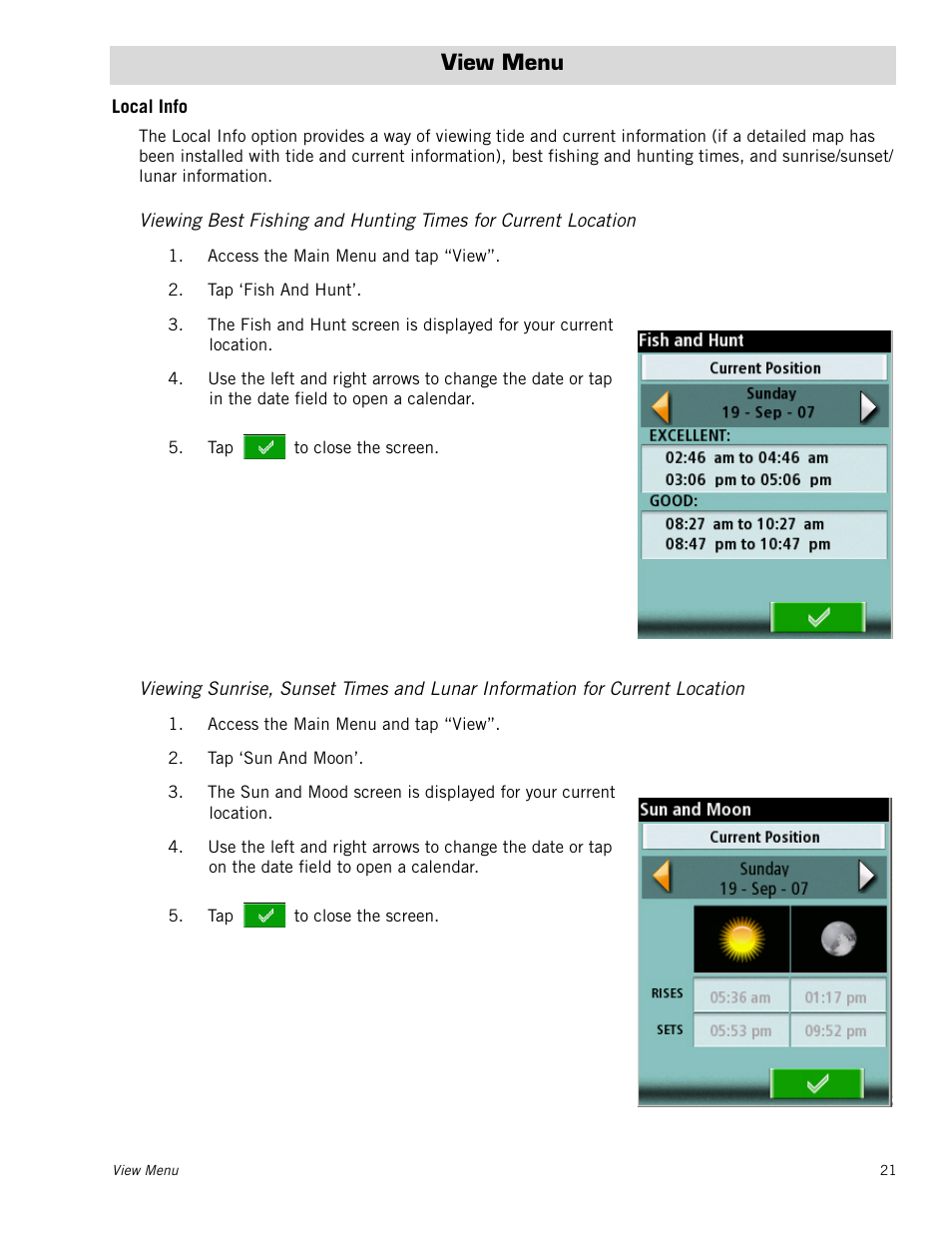 View menu, Local info | Magellan RoadMate 2000 User Manual | Page 27 / 33