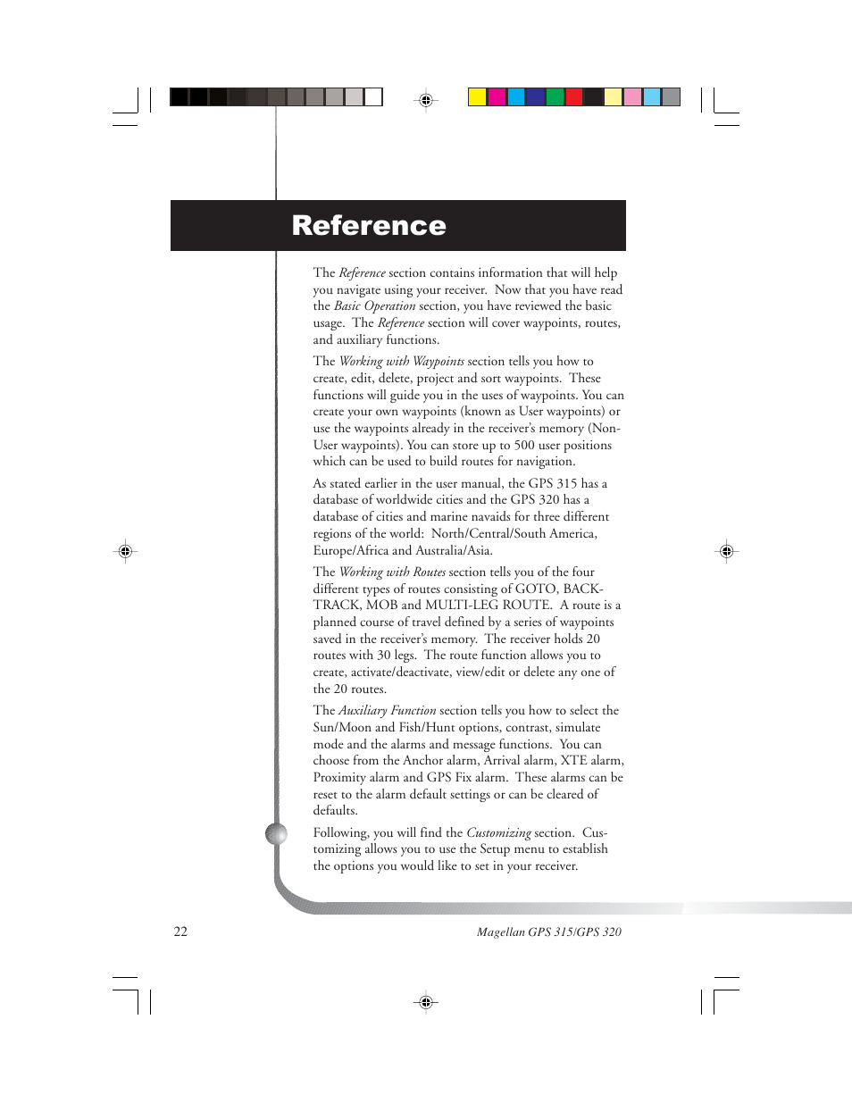 Reference | Magellan GPS 320 User Manual | Page 30 / 78