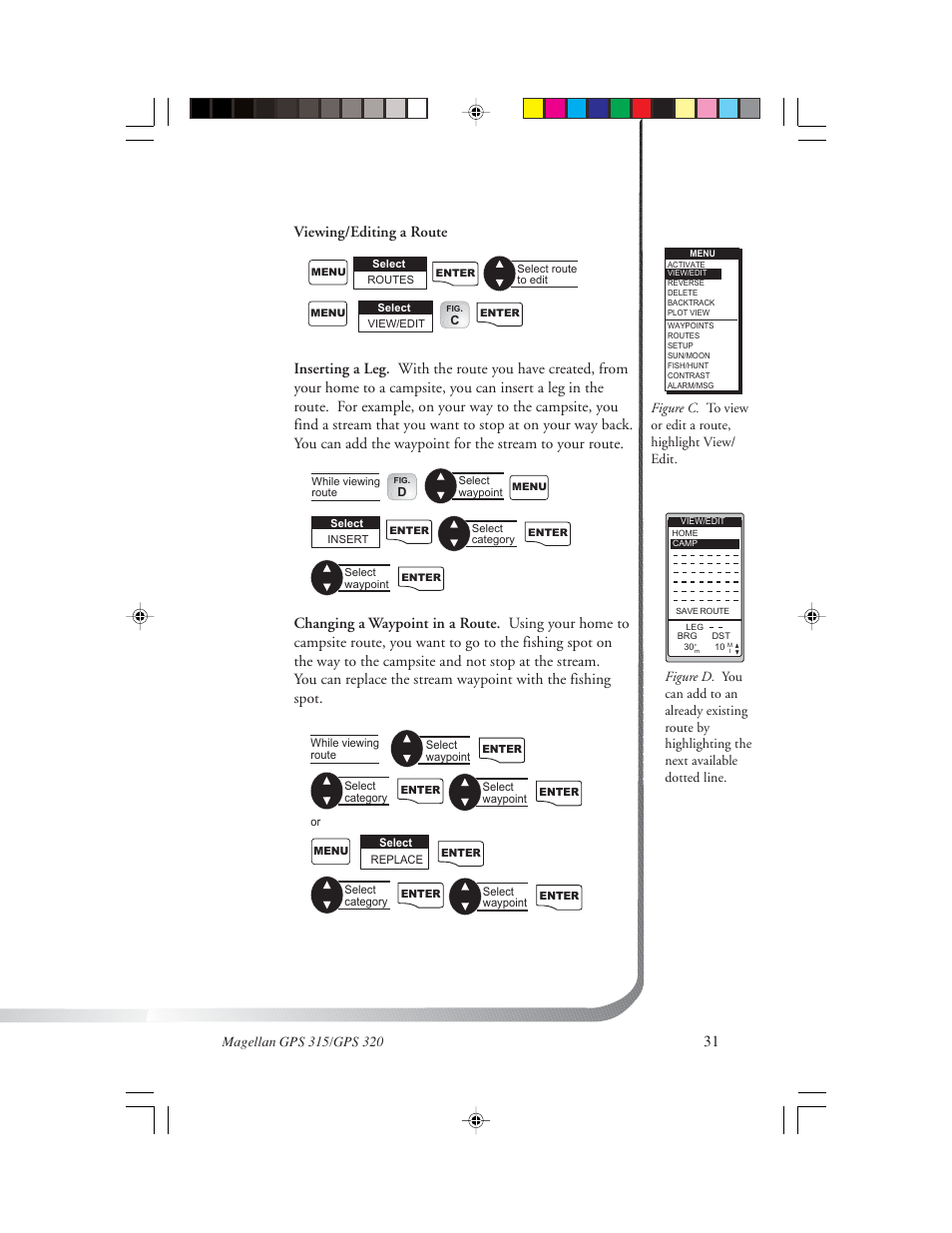 Viewing/editing a route | Magellan GPS 320 User Manual | Page 39 / 78