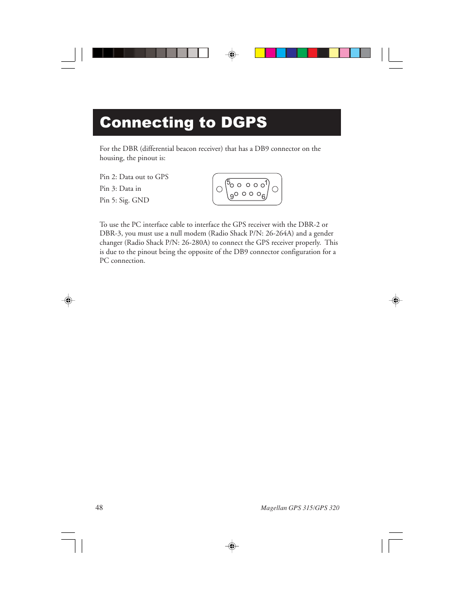 Connecting to dgps | Magellan GPS 320 User Manual | Page 56 / 78