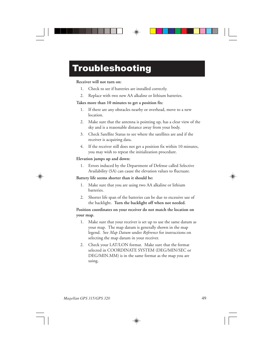 Troubleshooting | Magellan GPS 320 User Manual | Page 57 / 78