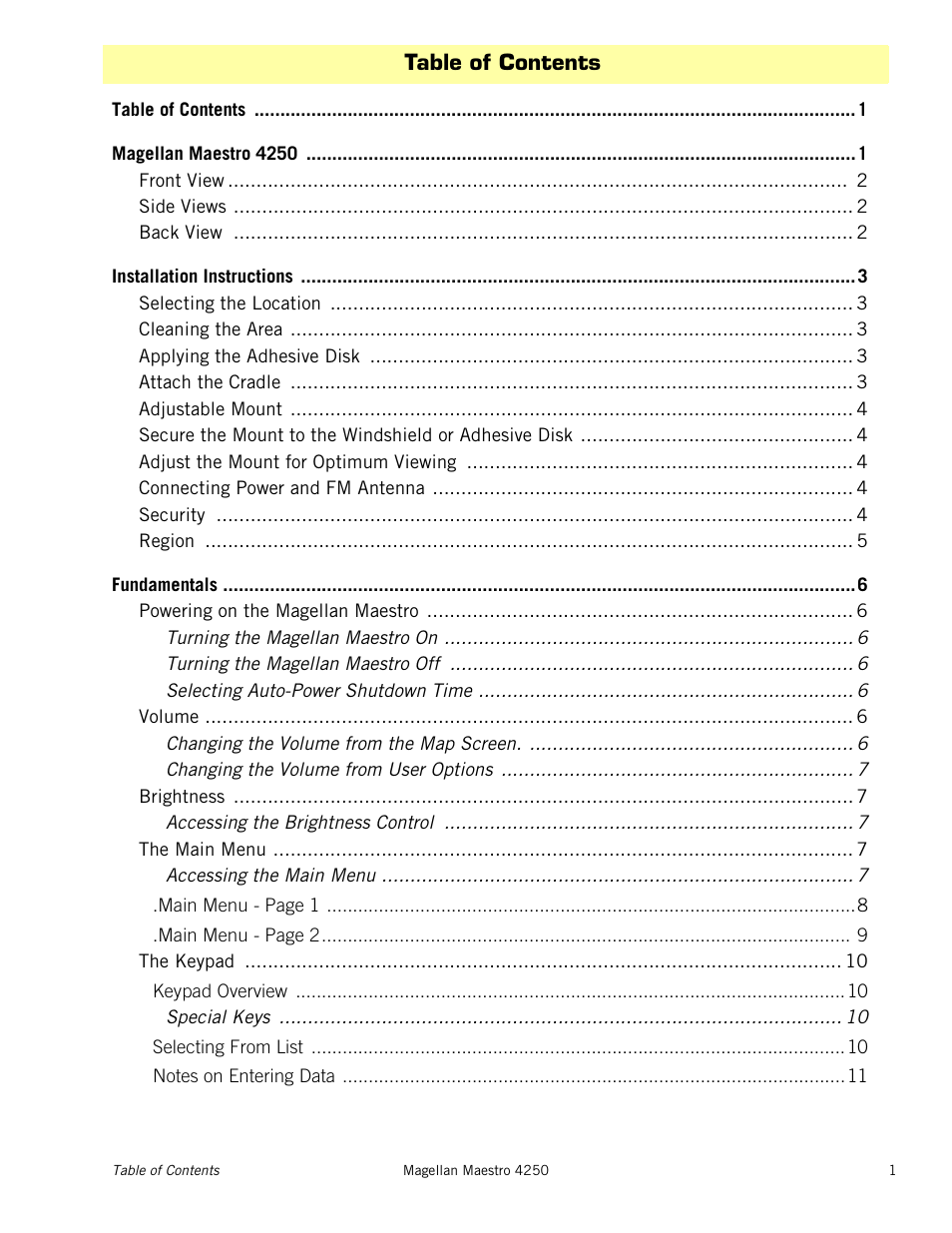 Magellan Maestro 4250 User Manual | Page 5 / 82