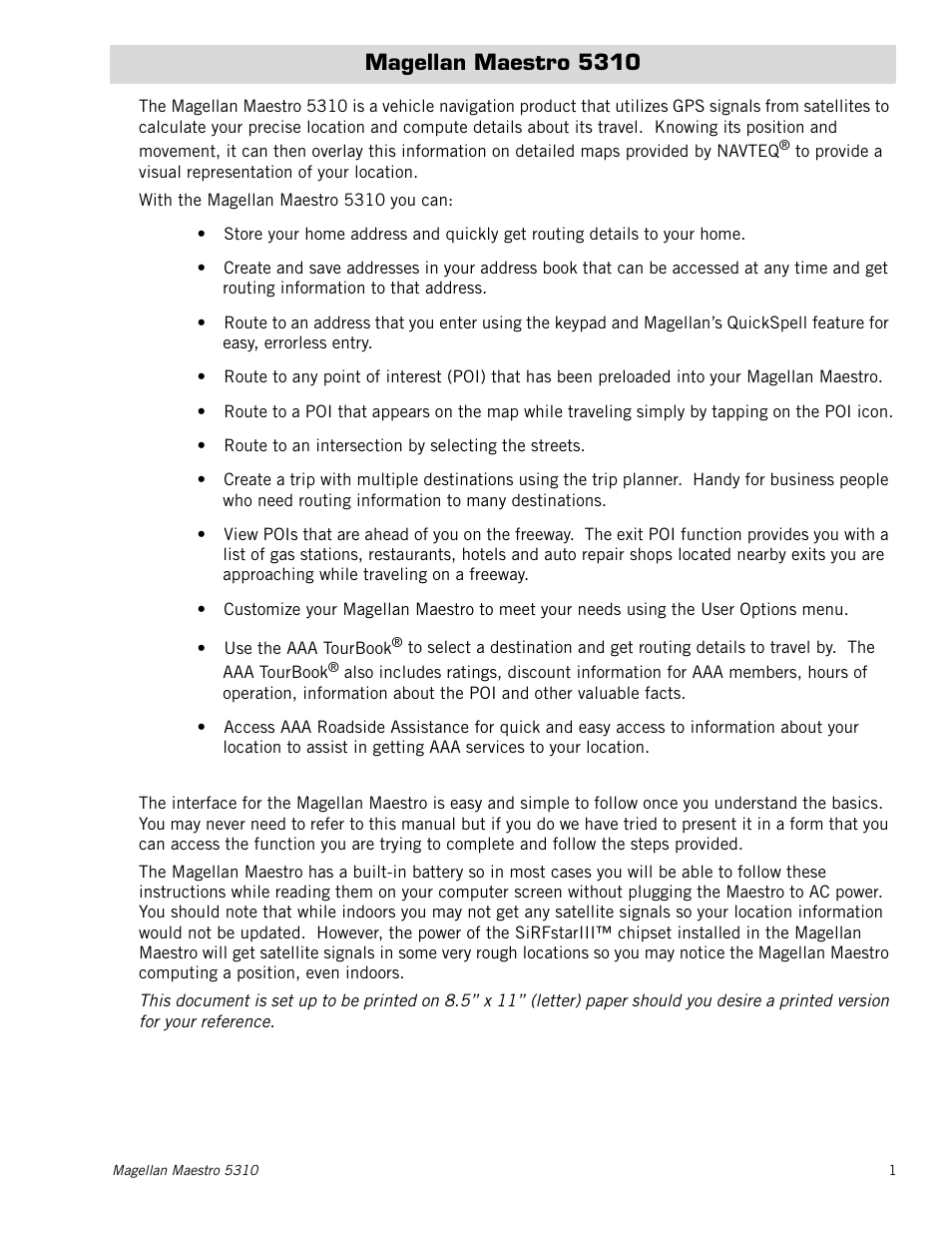 Magellan maestro 5310 | Magellan MAESTRO 5310 User Manual | Page 10 / 75