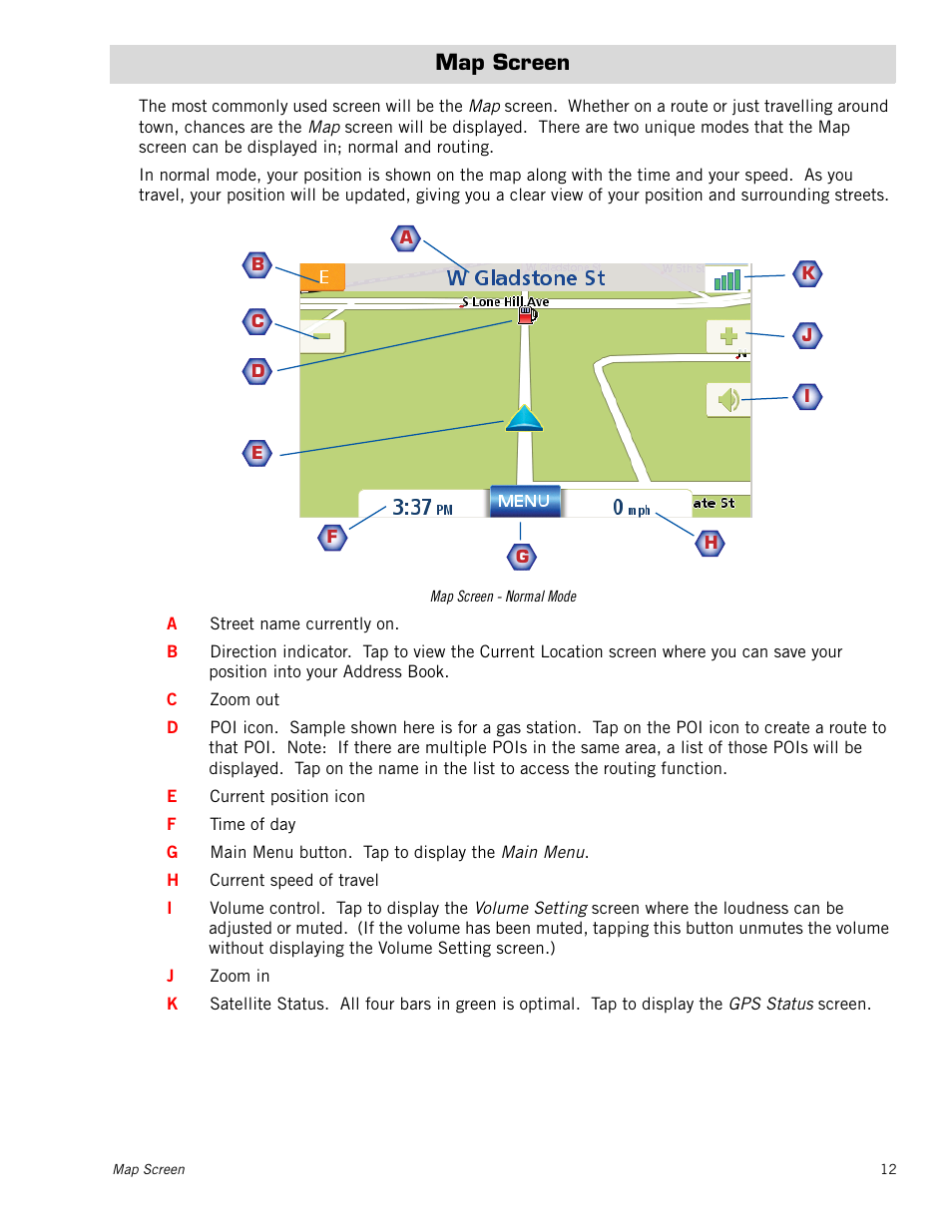 Map screen | Magellan MAESTRO 5310 User Manual | Page 21 / 75