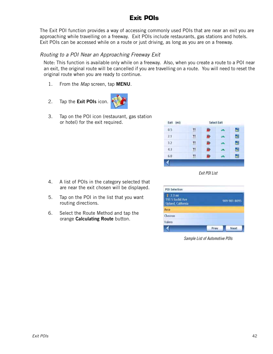 Exit pois | Magellan MAESTRO 5310 User Manual | Page 51 / 75