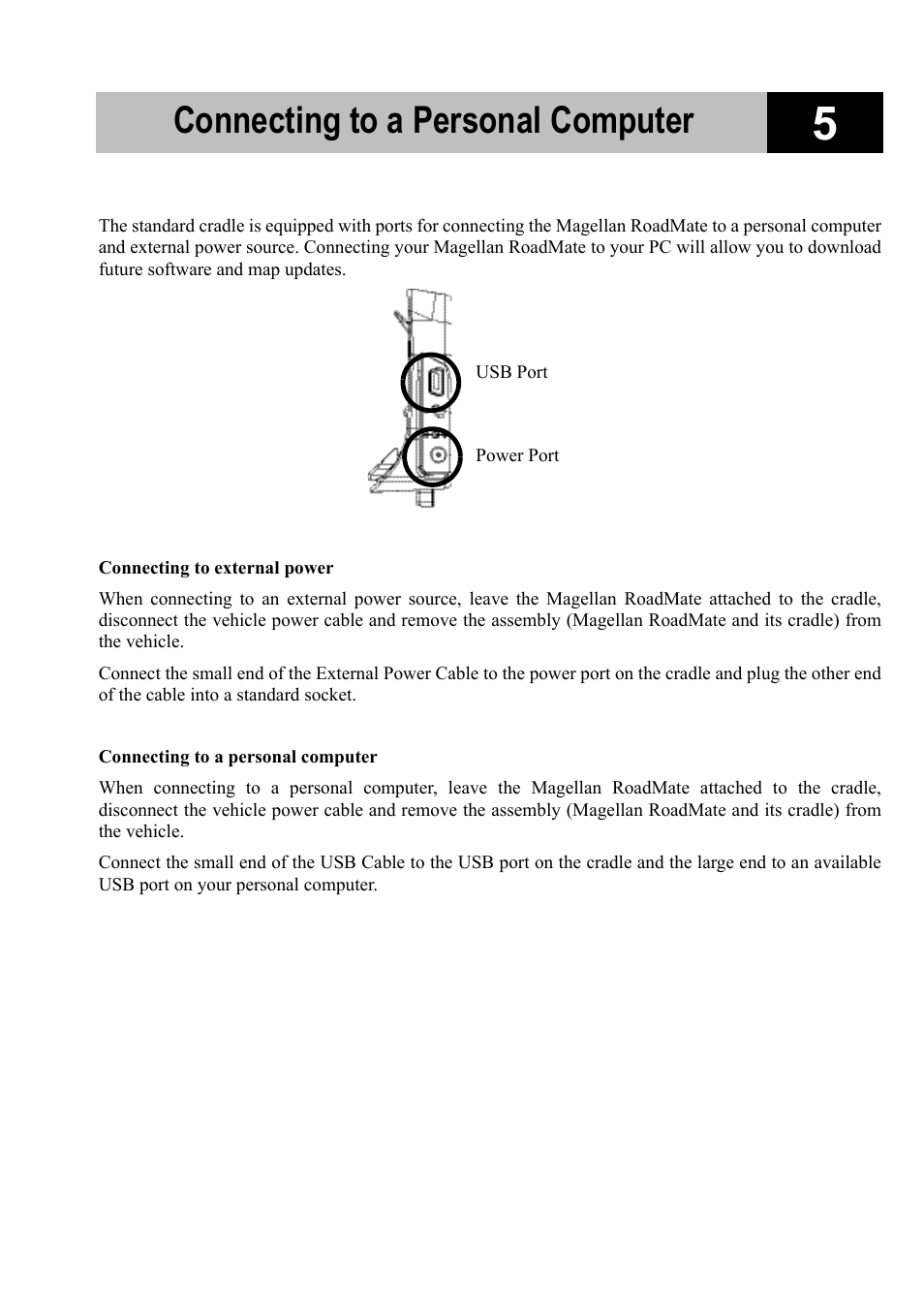 Connecting to a personal computer | Magellan RoadMate 700 User Manual | Page 11 / 68