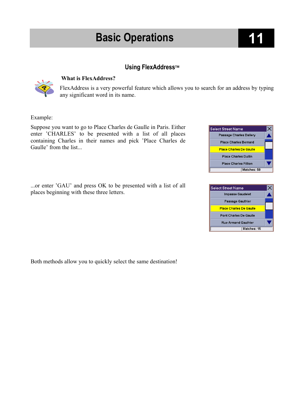 Using flexaddresstm, Basic operations | Magellan RoadMate 700 User Manual | Page 17 / 68