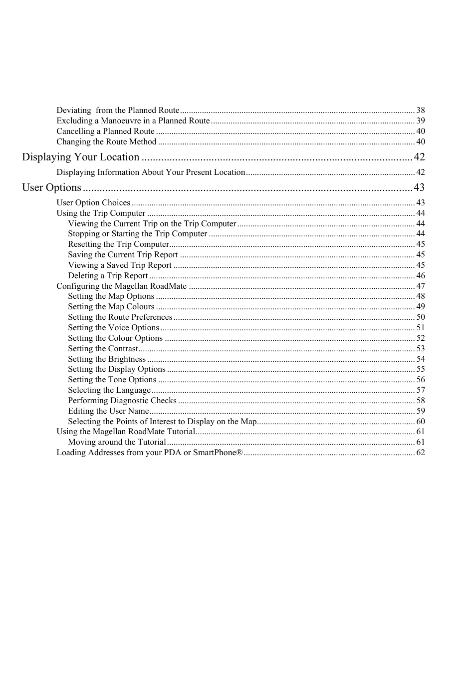 Displaying your location, User options | Magellan RoadMate 700 User Manual | Page 6 / 68