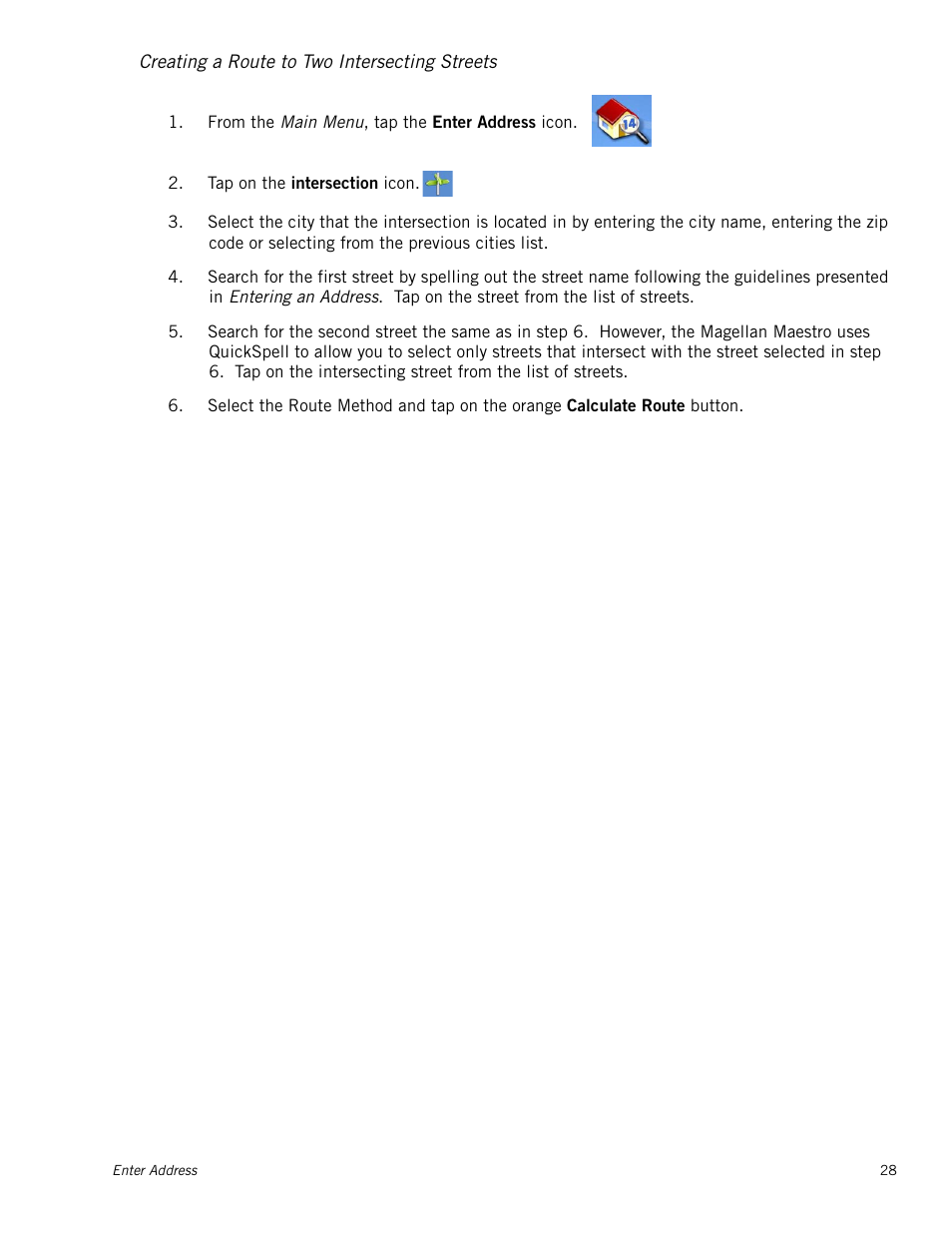 Creating a route to two intersecting streets | Magellan Maestro 3250 User Manual | Page 38 / 82
