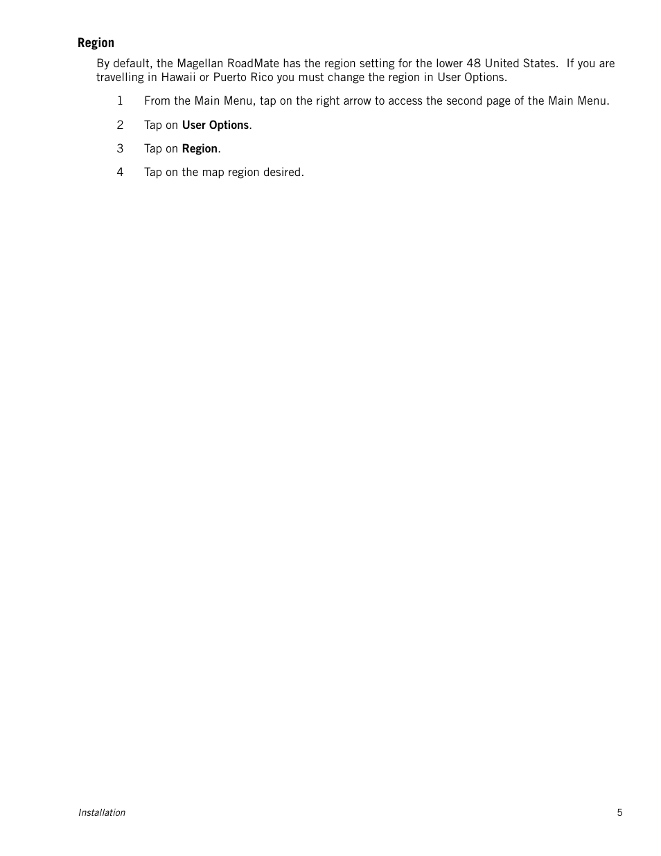 Region | Magellan RoadMate 1200 User Manual | Page 13 / 59