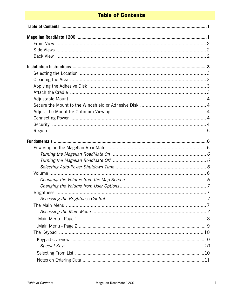 Magellan RoadMate 1200 User Manual | Page 5 / 59