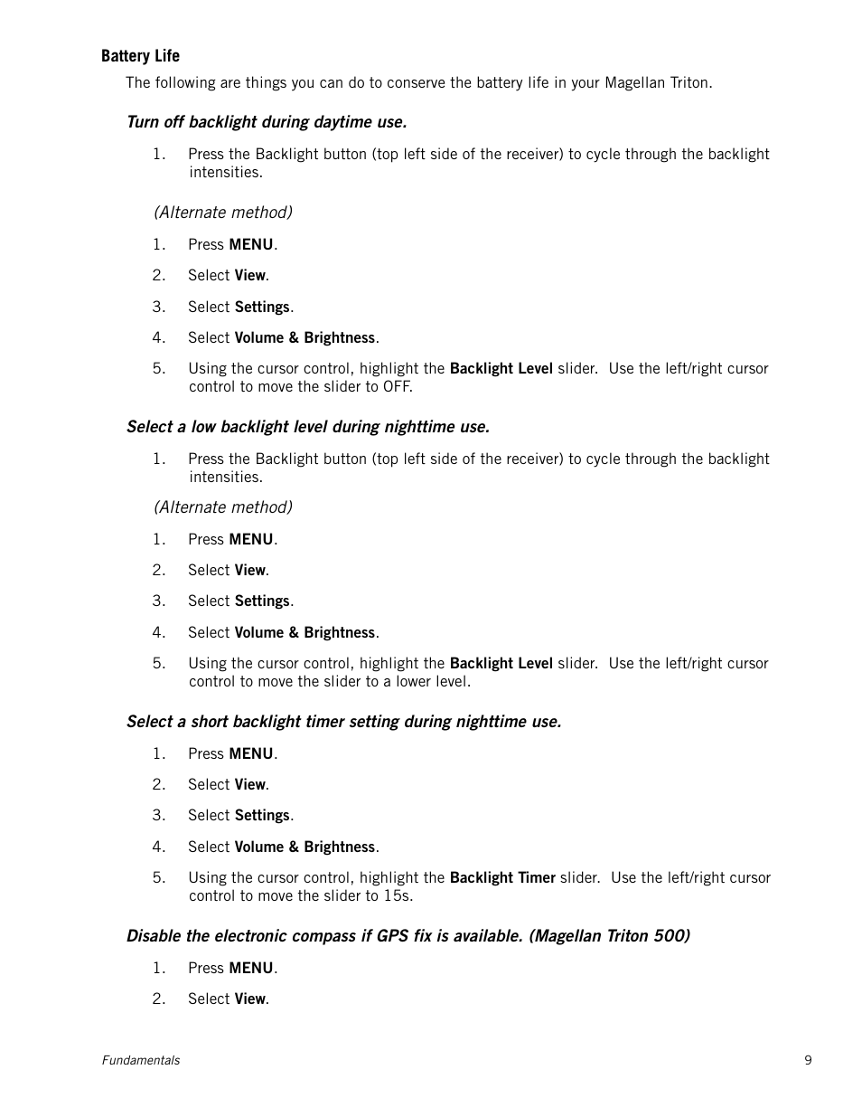 Battery life, Alternate method) | Magellan RoadMate 500 User Manual | Page 17 / 65
