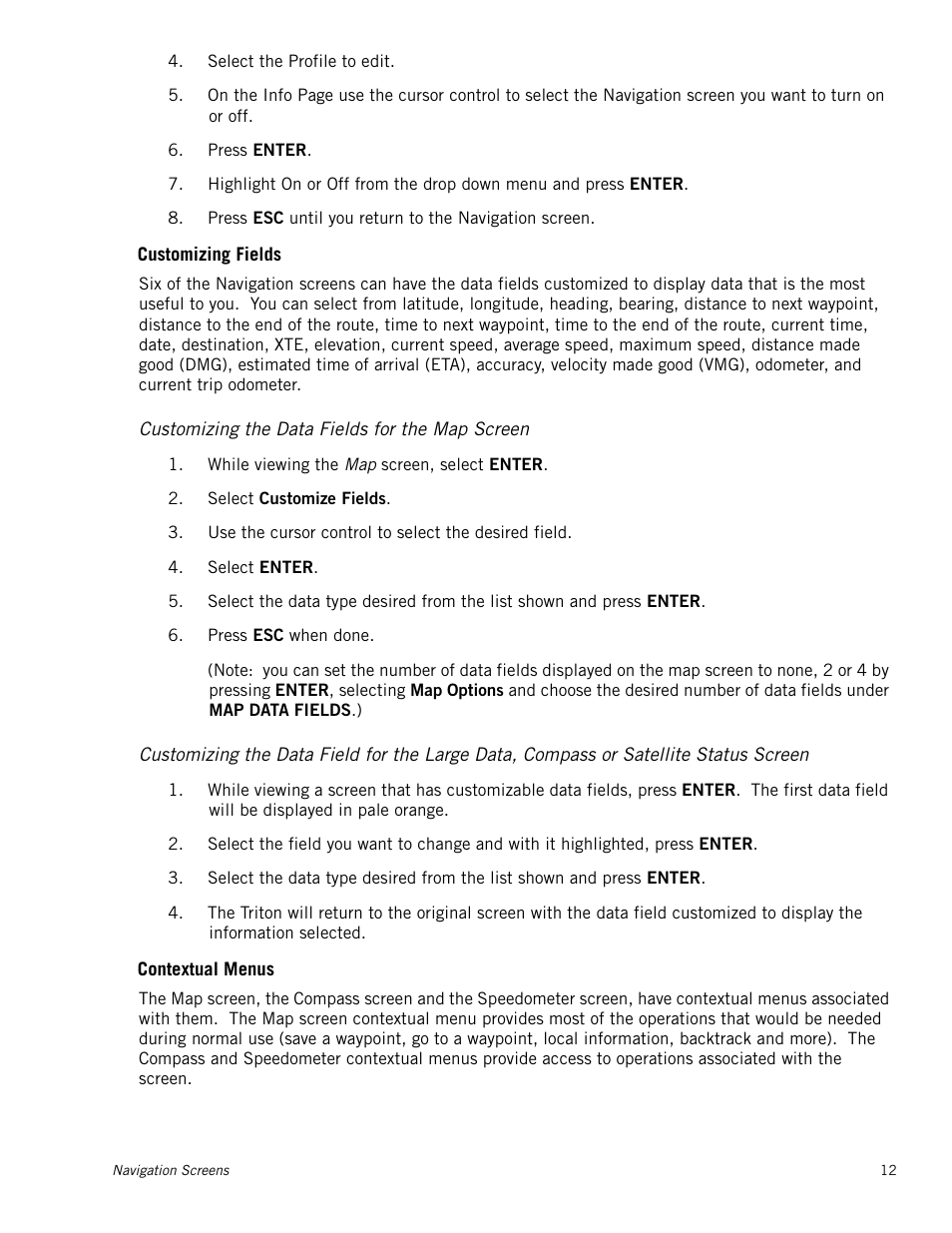 Customizing the data fields for the map screen | Magellan RoadMate 500 User Manual | Page 20 / 65