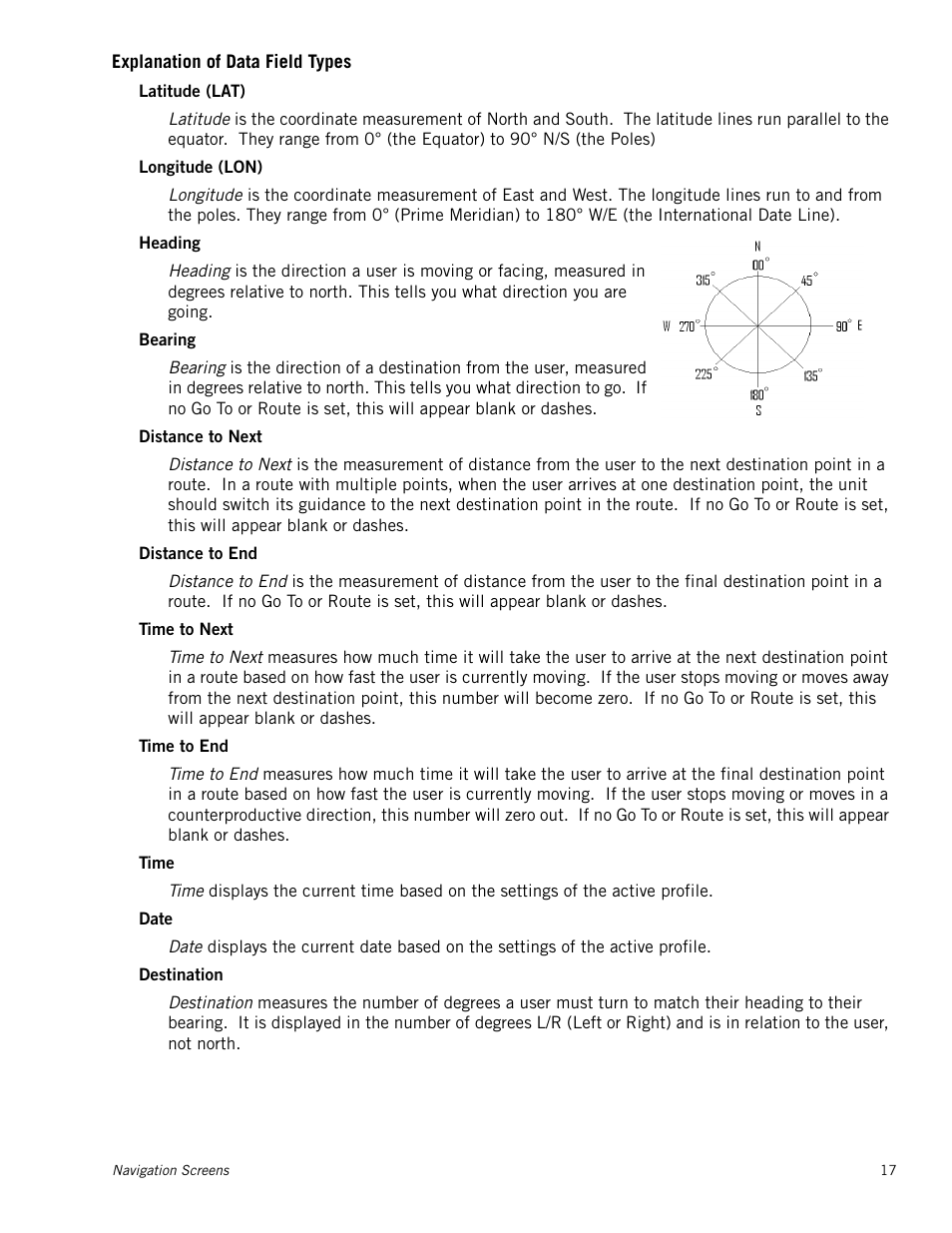 Explanation of data field types | Magellan RoadMate 500 User Manual | Page 25 / 65