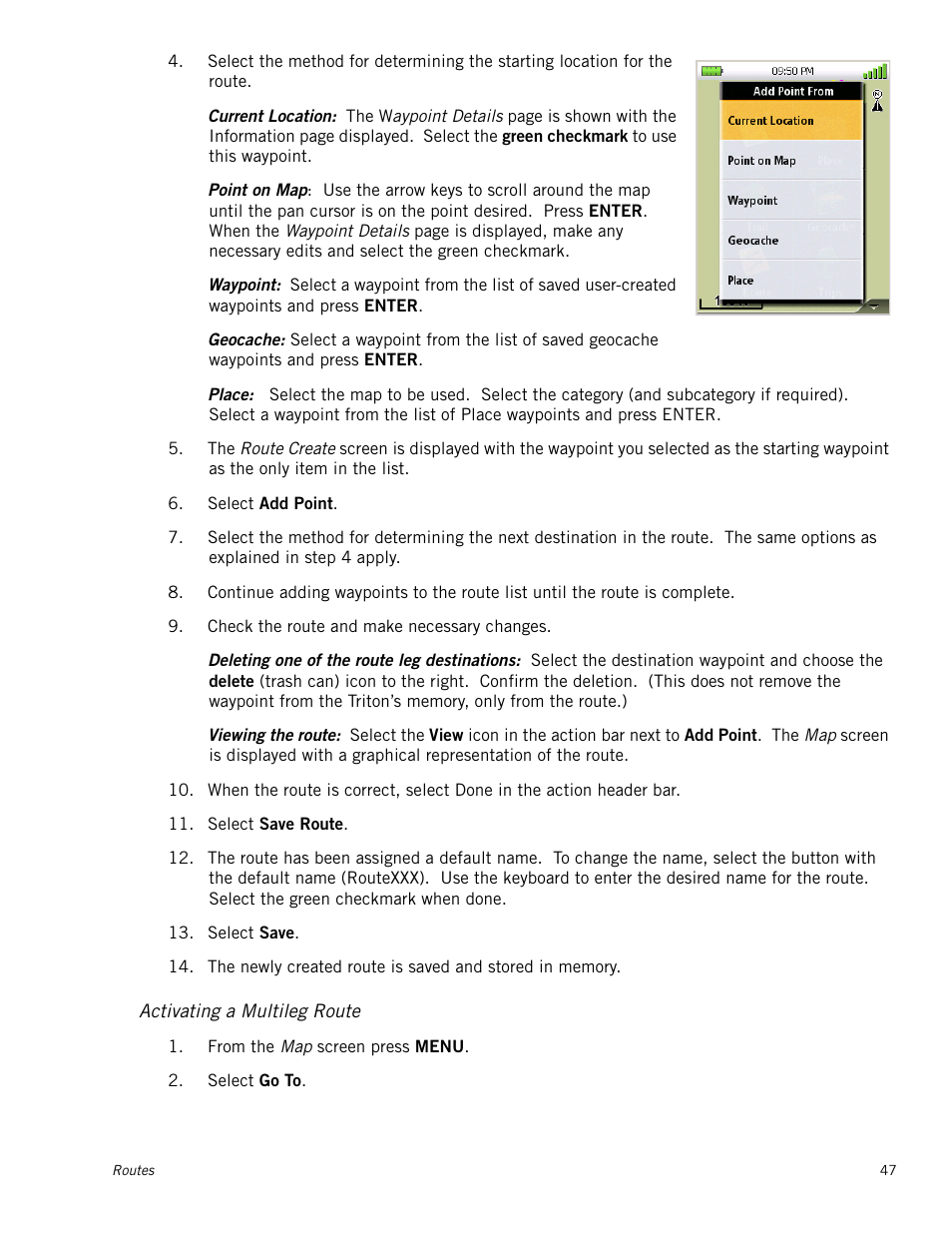 Activating a multileg route | Magellan RoadMate 500 User Manual | Page 55 / 65