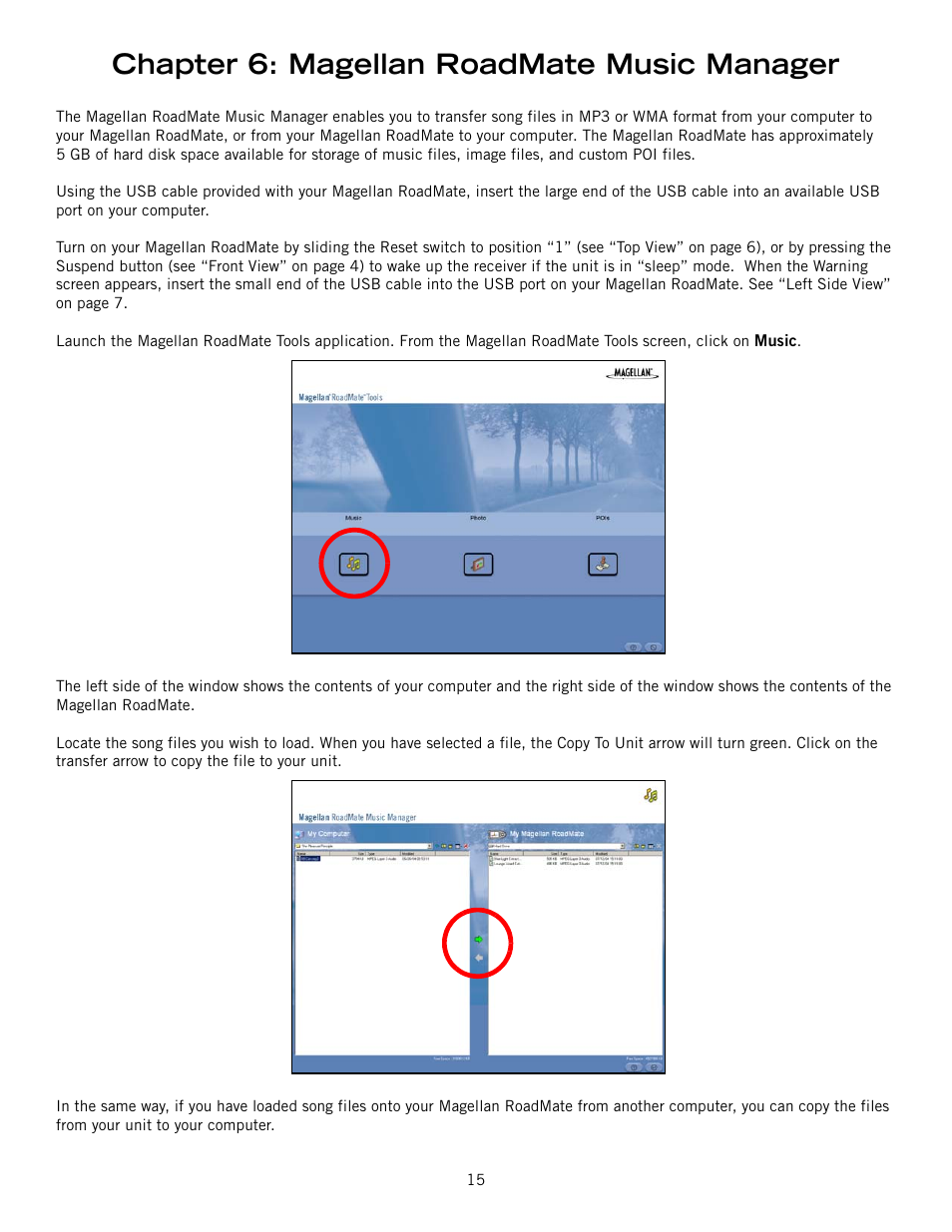 Chapter 6: magellan roadmate music manager | Magellan 800 User Manual | Page 24 / 107