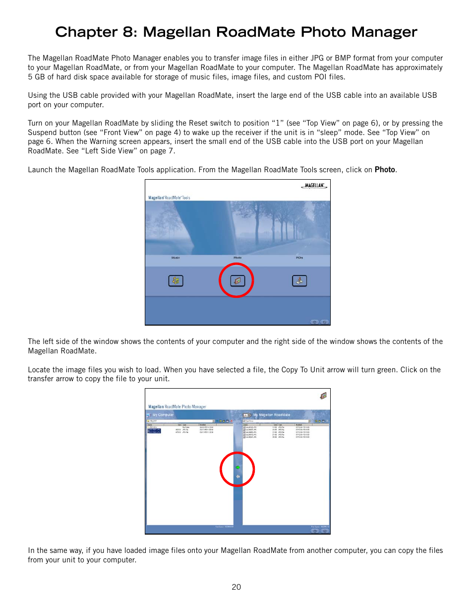 Chapter 8: magellan roadmate photo manager | Magellan 800 User Manual | Page 29 / 107