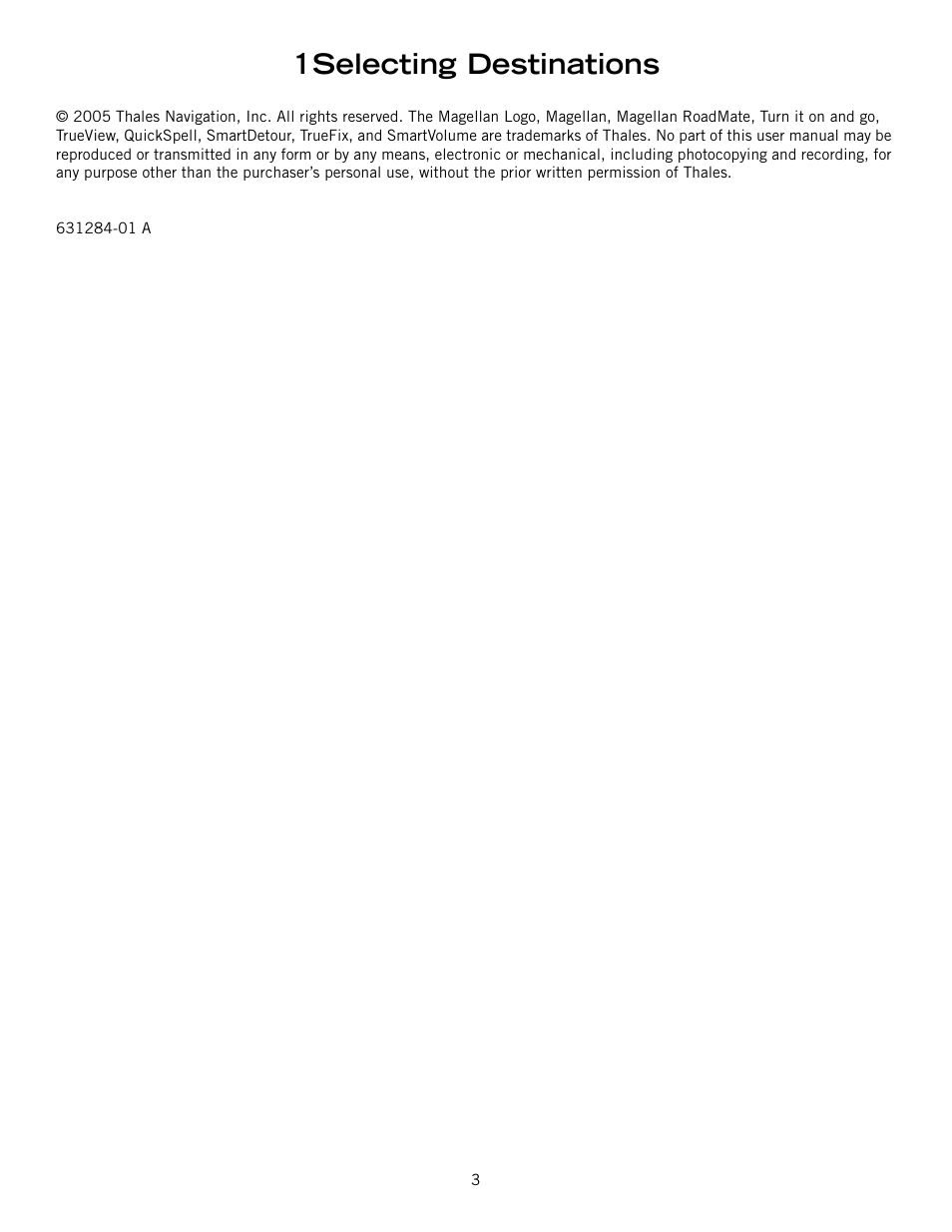 1selecting destinations | Magellan 800 User Manual | Page 4 / 107