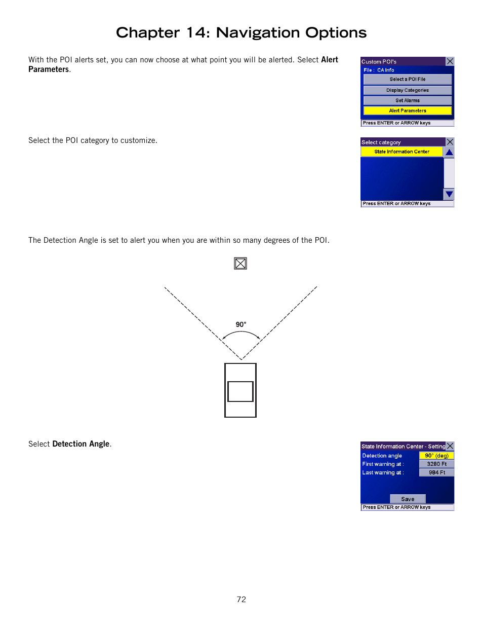 Chapter 14: navigation options | Magellan 800 User Manual | Page 81 / 107