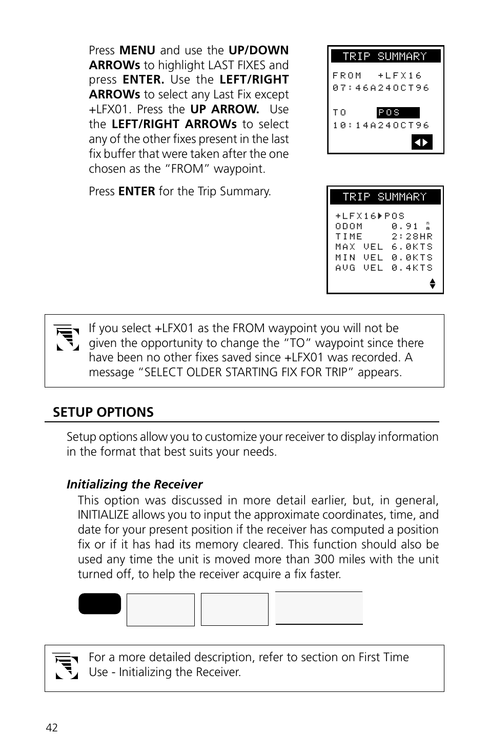 Setup options, Trip summary | Magellan eXplorist XL User Manual | Page 50 / 94