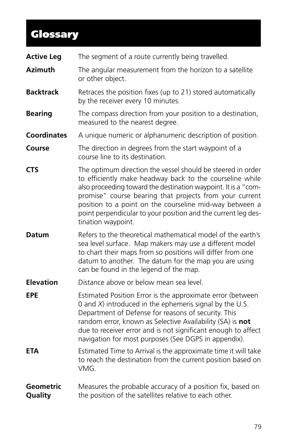 Glossary | Magellan eXplorist XL User Manual | Page 87 / 94