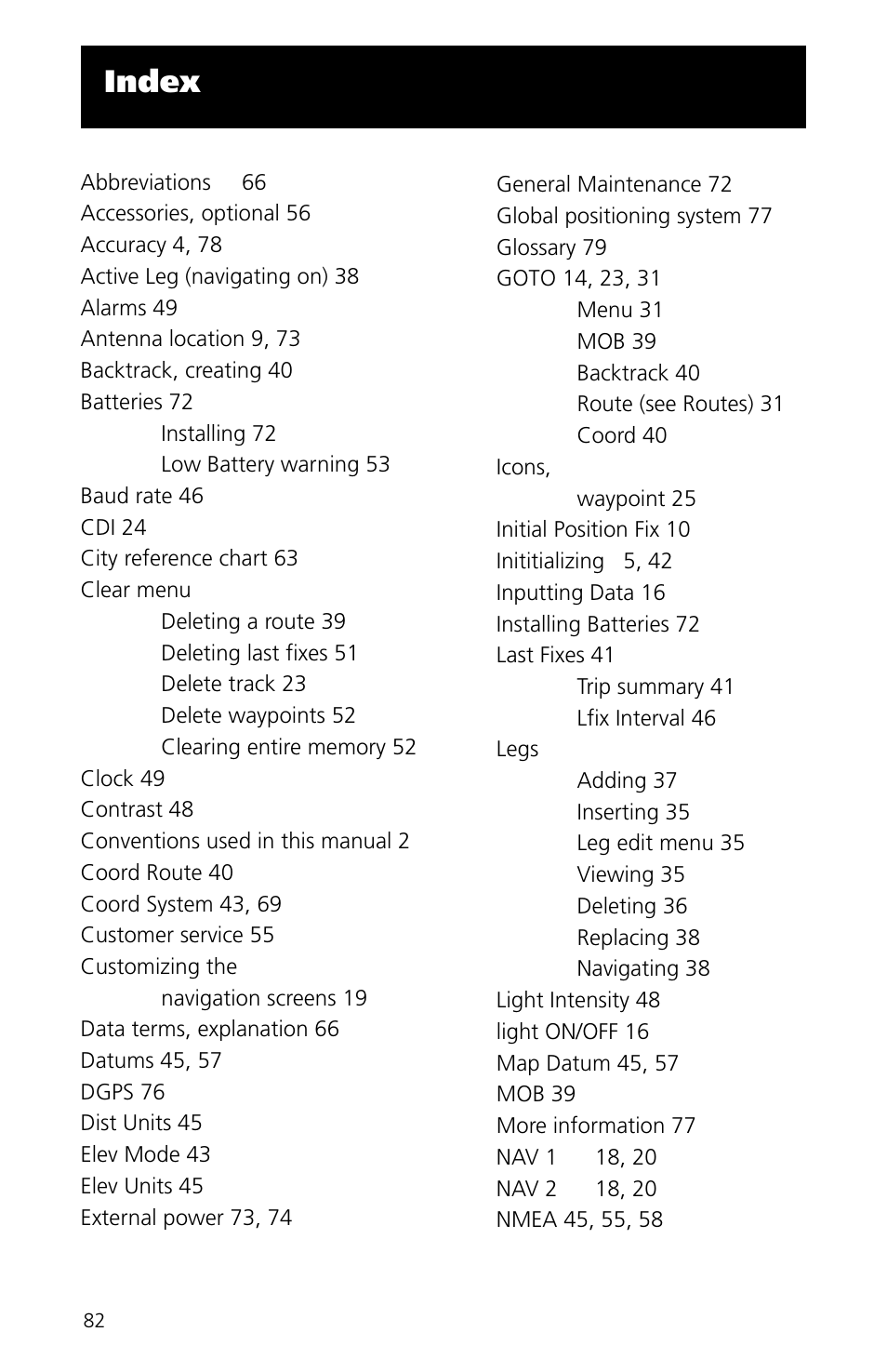 Index | Magellan eXplorist XL User Manual | Page 90 / 94