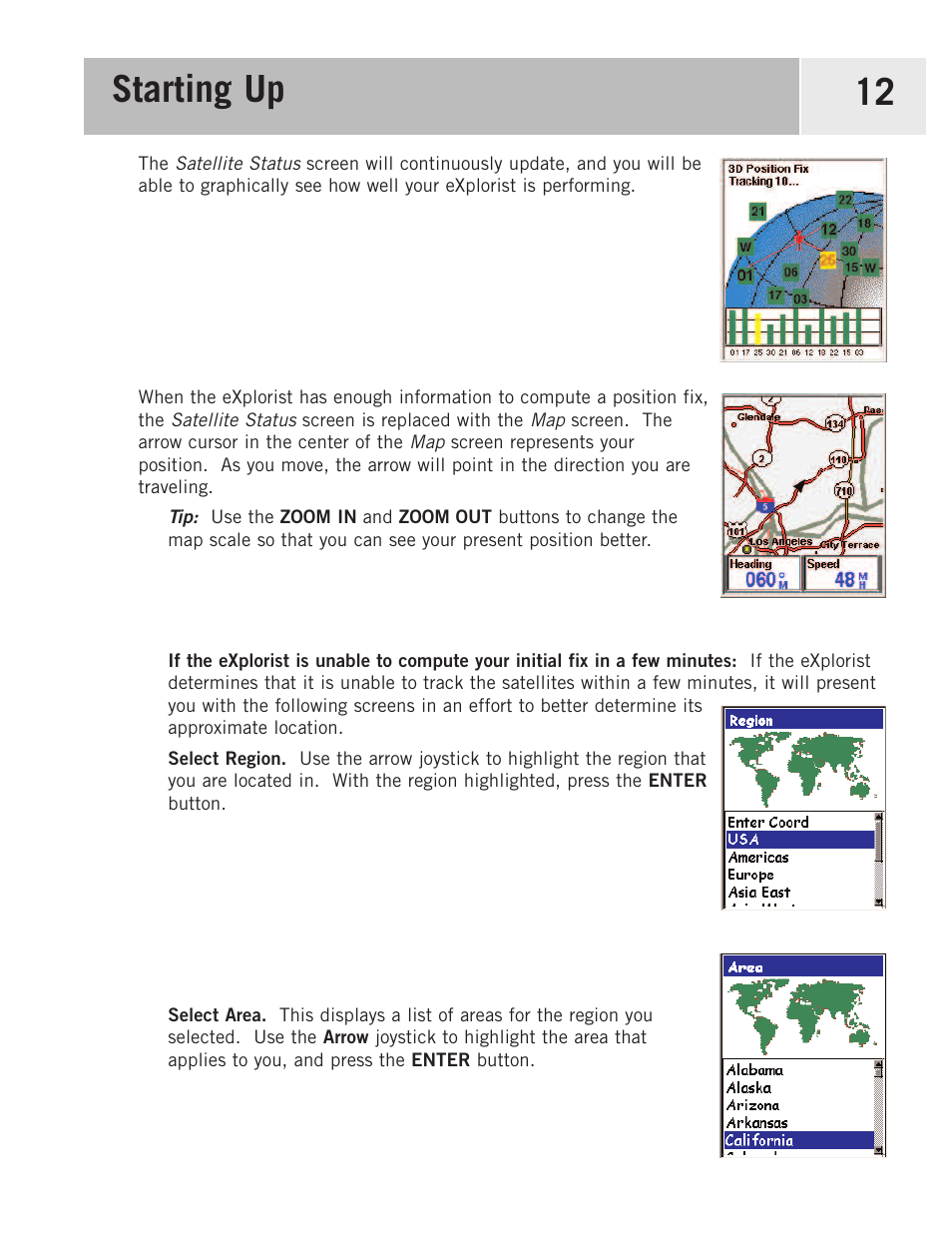 Starting up 12 | Magellan eXplorist 500 User Manual | Page 19 / 119
