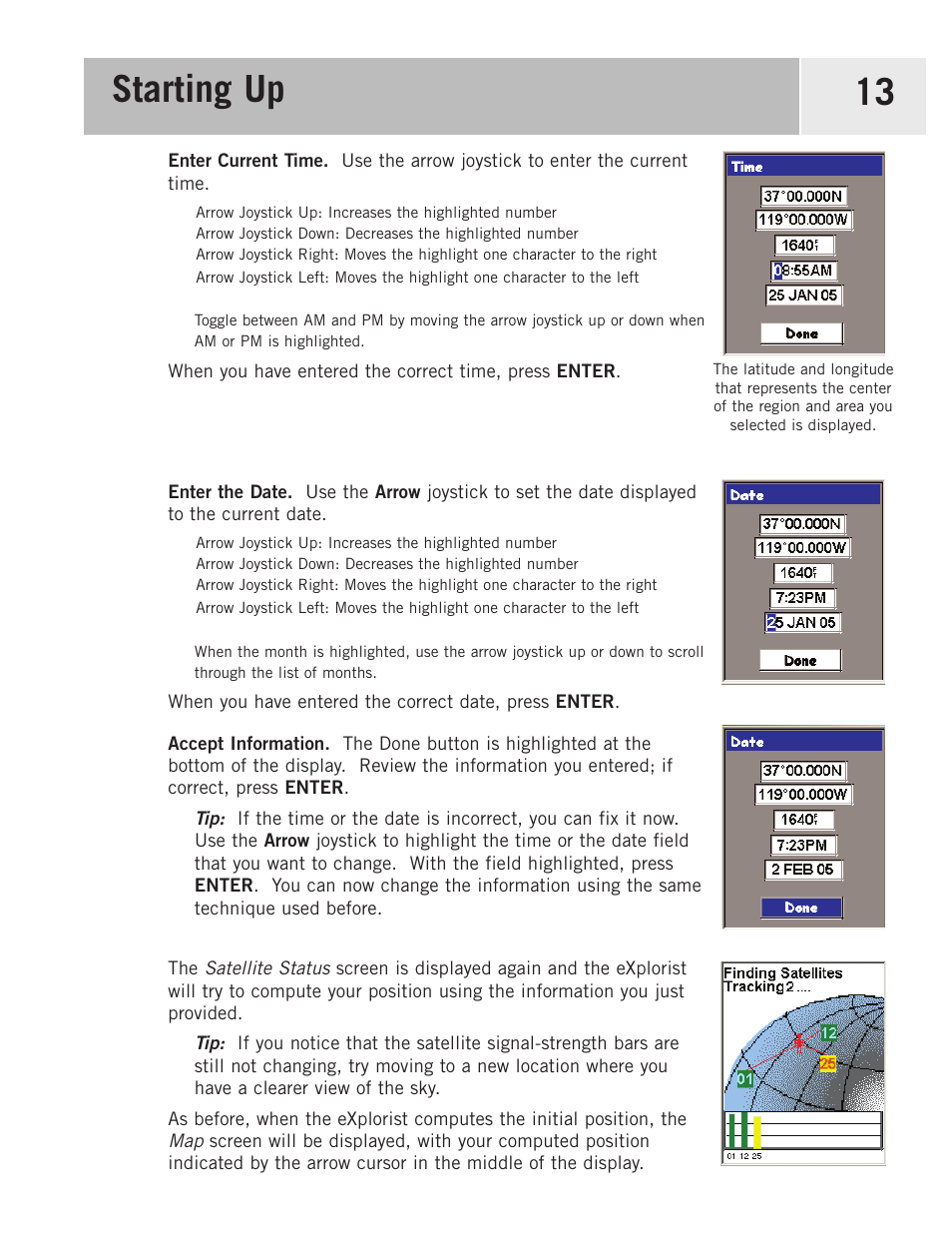 Starting up 13 | Magellan eXplorist 500 User Manual | Page 20 / 119