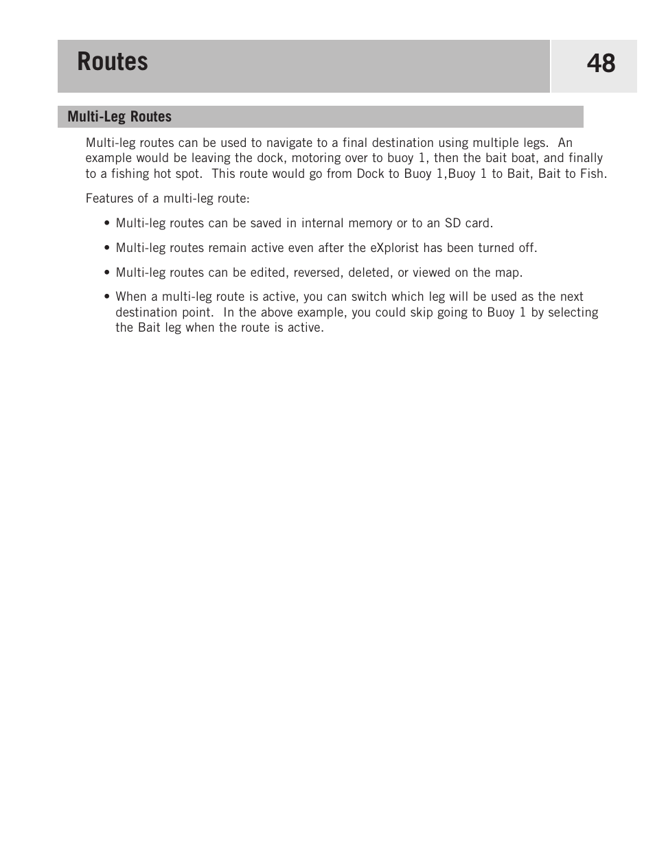 Multi-leg routes, Routes 48 | Magellan eXplorist 500 User Manual | Page 55 / 119