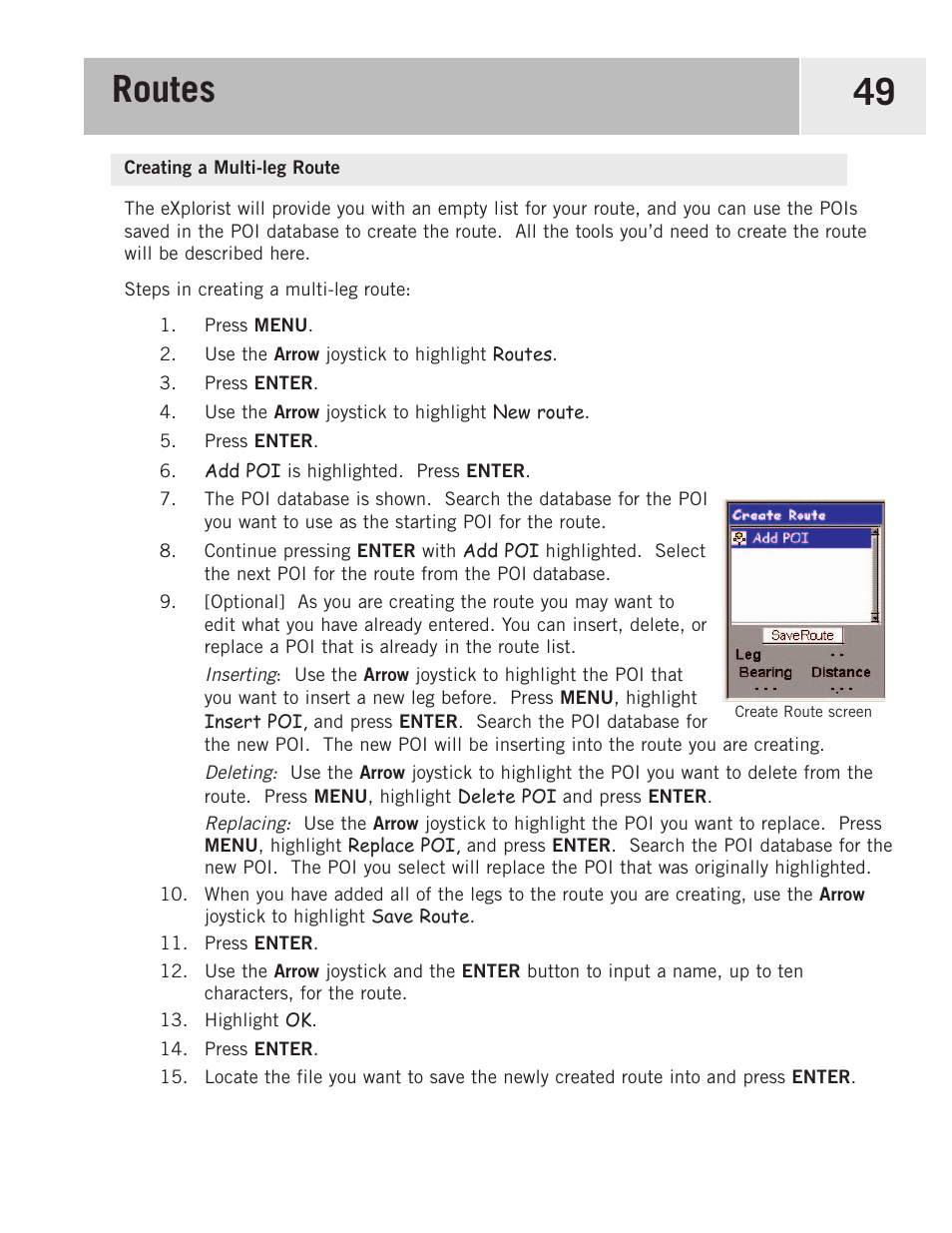 Creating a multi-leg route, Routes 49 | Magellan eXplorist 500 User Manual | Page 56 / 119