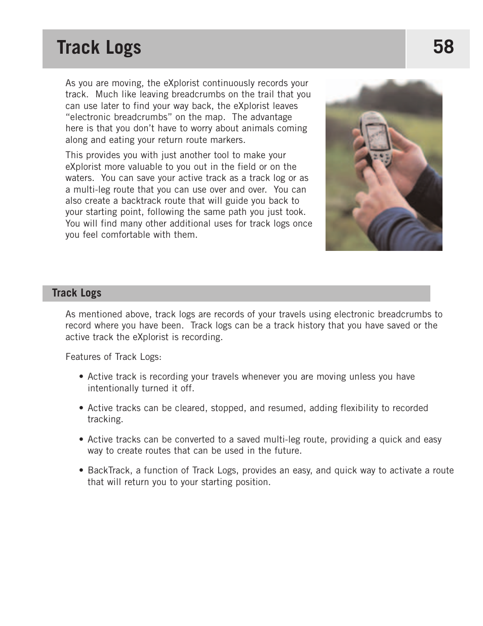 Track logs | Magellan eXplorist 500 User Manual | Page 65 / 119