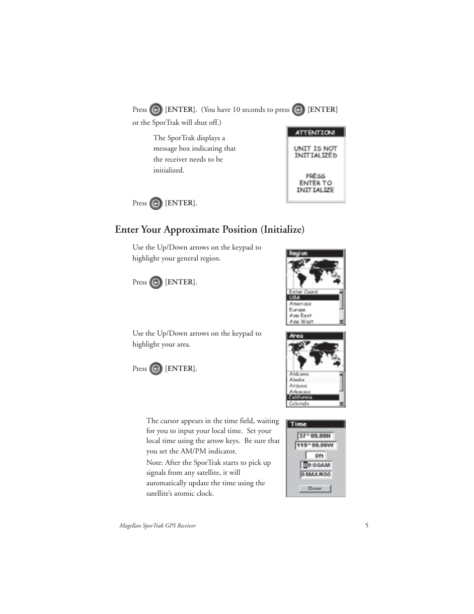 Enter your approximate position (initialize) | Magellan GPS receivers User Manual | Page 15 / 86