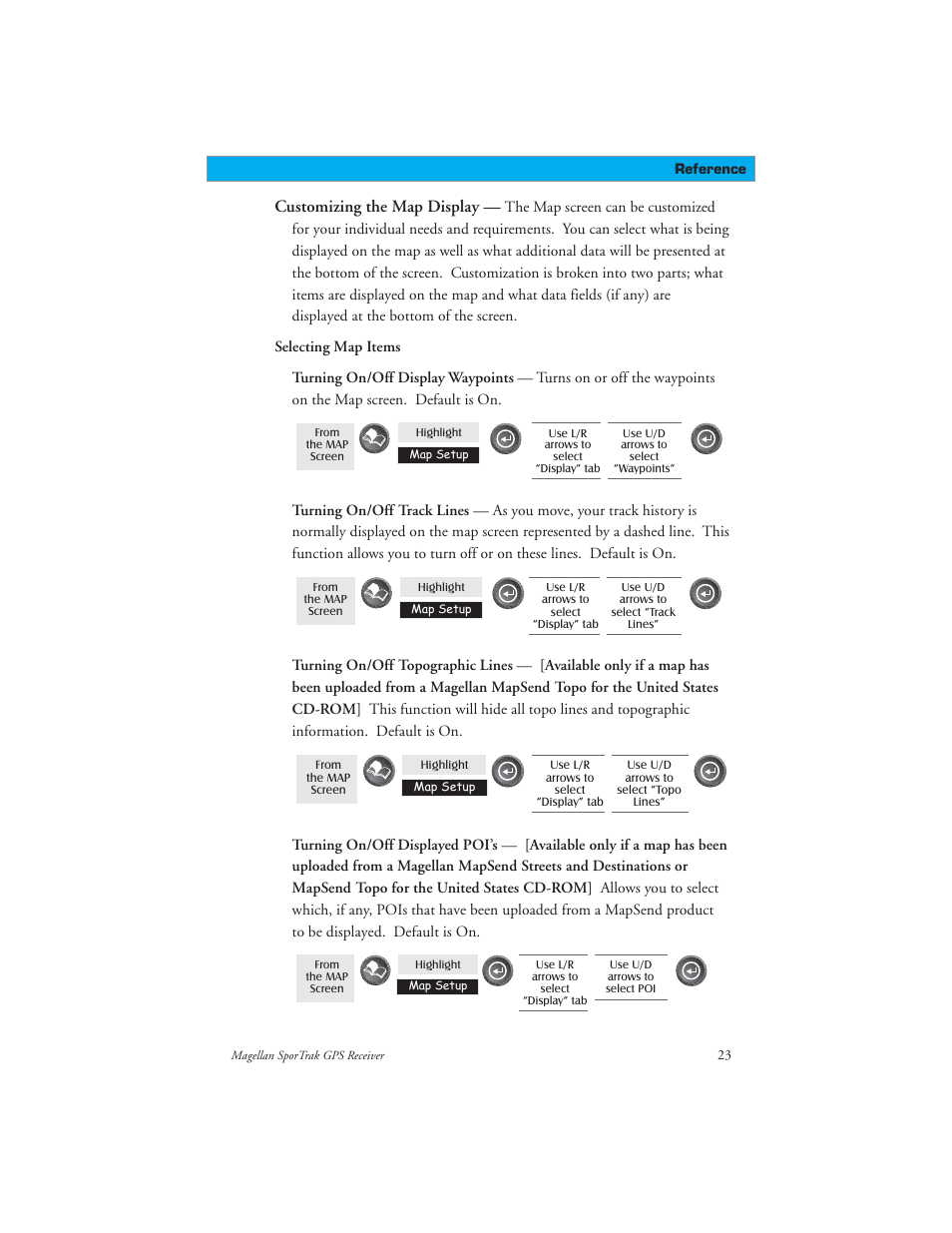 Customizing the map display | Magellan GPS receivers User Manual | Page 33 / 86
