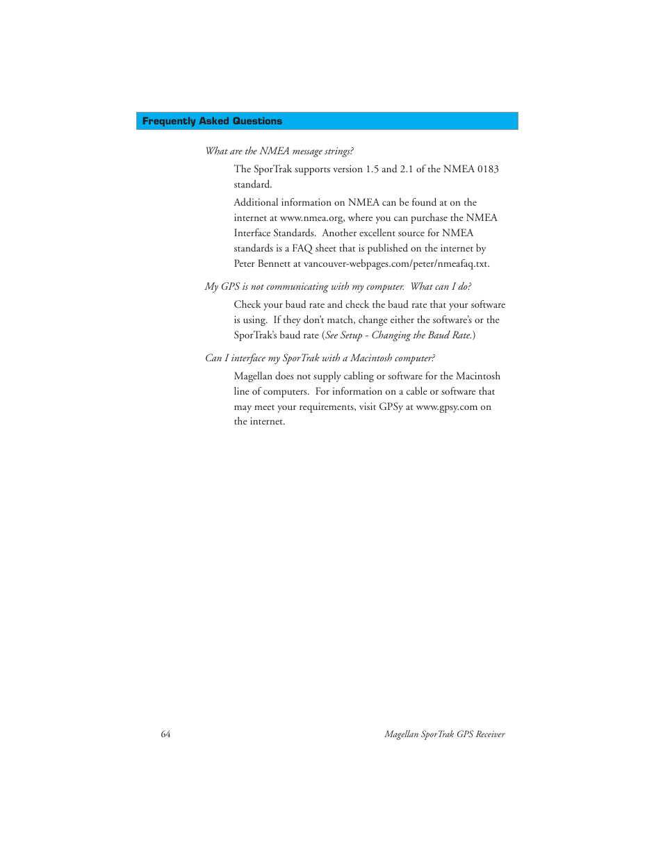 Magellan GPS receivers User Manual | Page 74 / 86